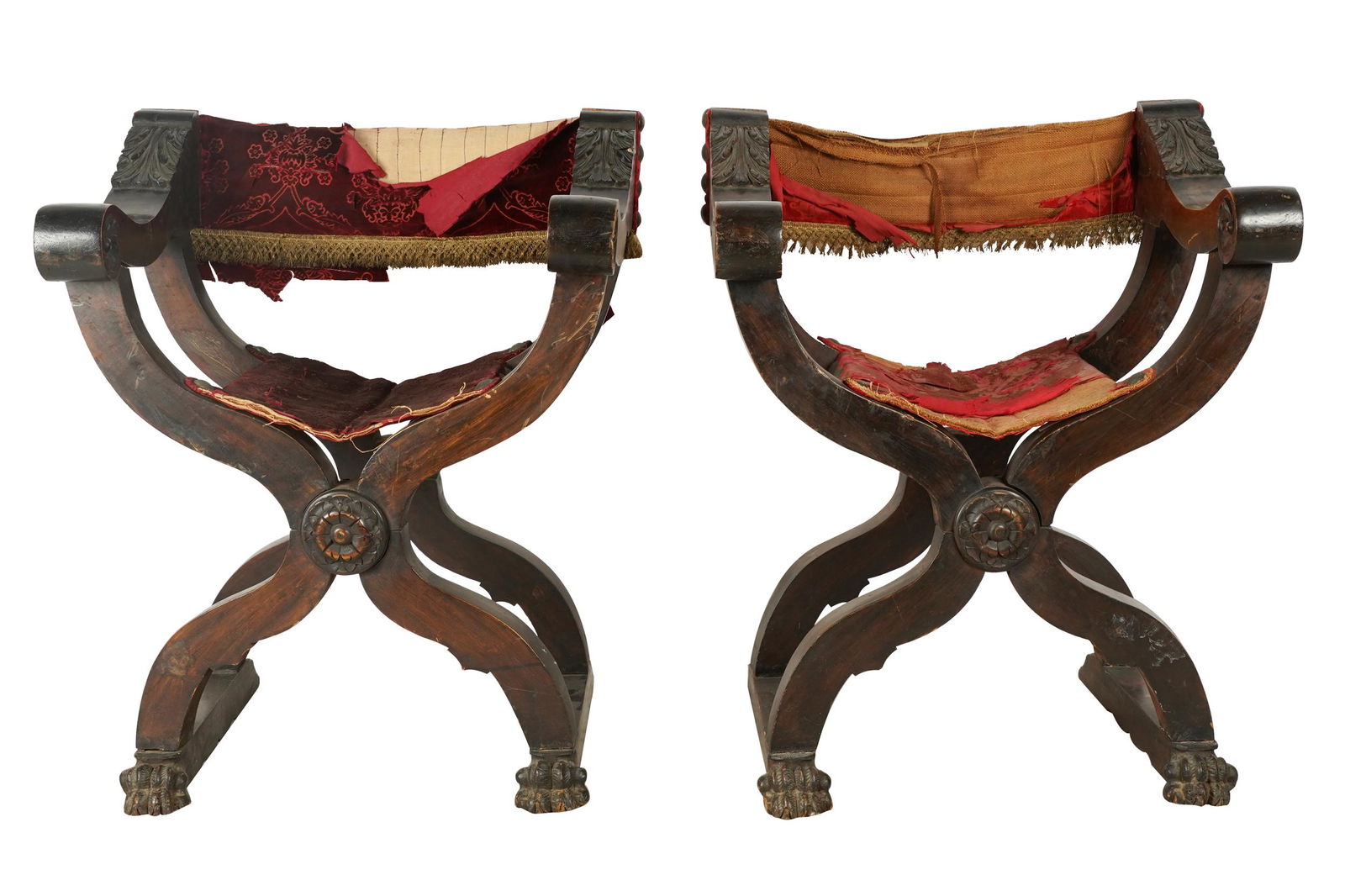 PAIR OF CARVED WALNUT SAVONAROLA CHAIRS (1 of 11)