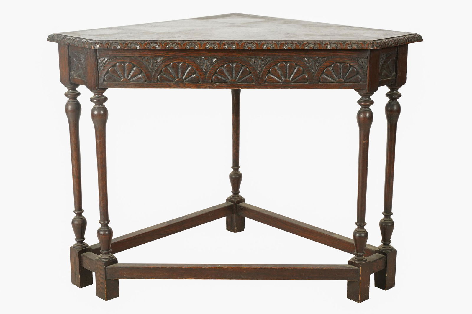ENGLISH CARVED OAK CORNER TABLE (1 of 9)