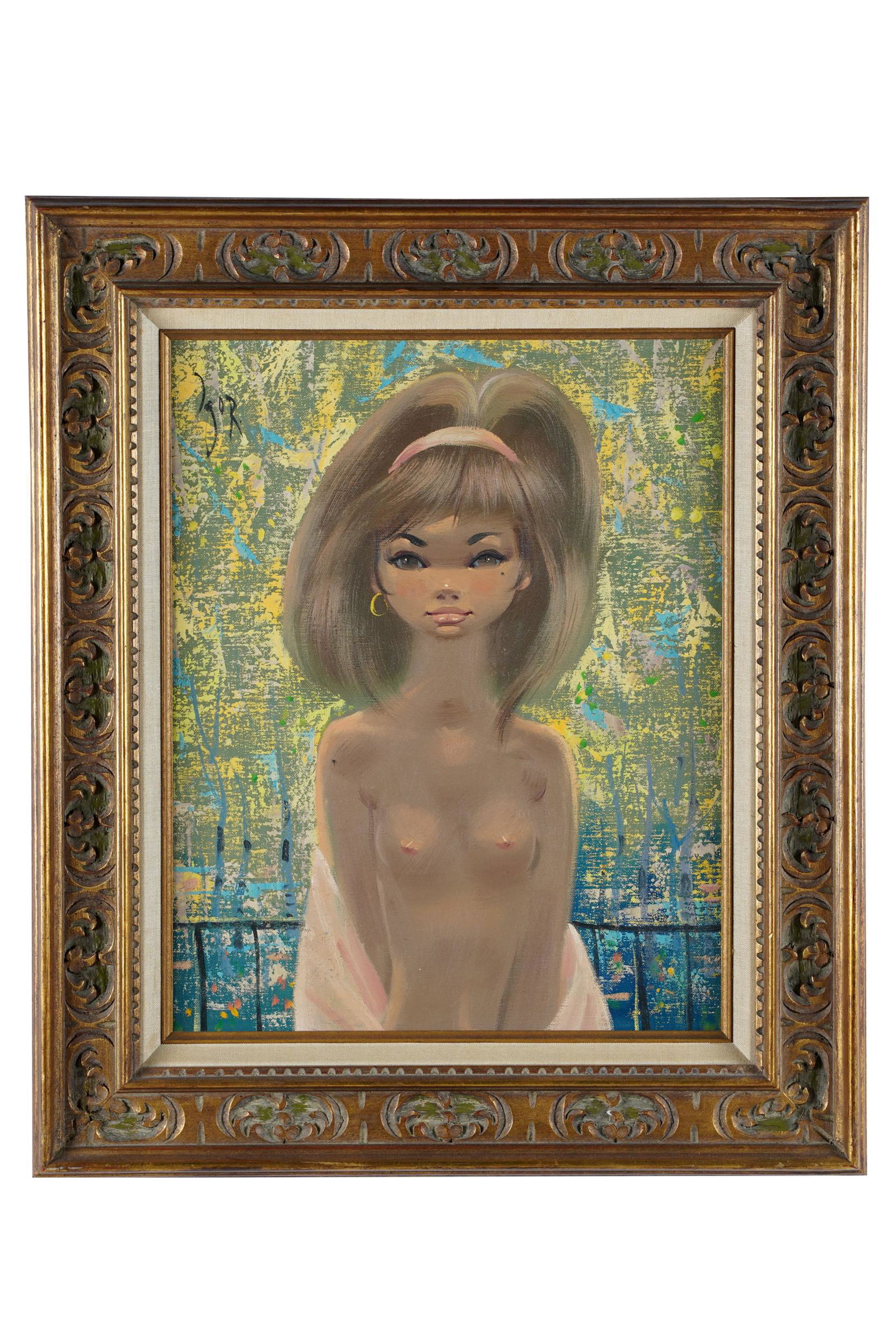 IGOR PANTUHOFF (1911 - 1972): PORTRAIT OF A NUDE GIRL: oil on canvas; signed upper left; Provenance: The Estate of Bertha Hernandez, San Marino CA; 20 x 16 inches; 27 1/2 x 23 1/2 inches frame