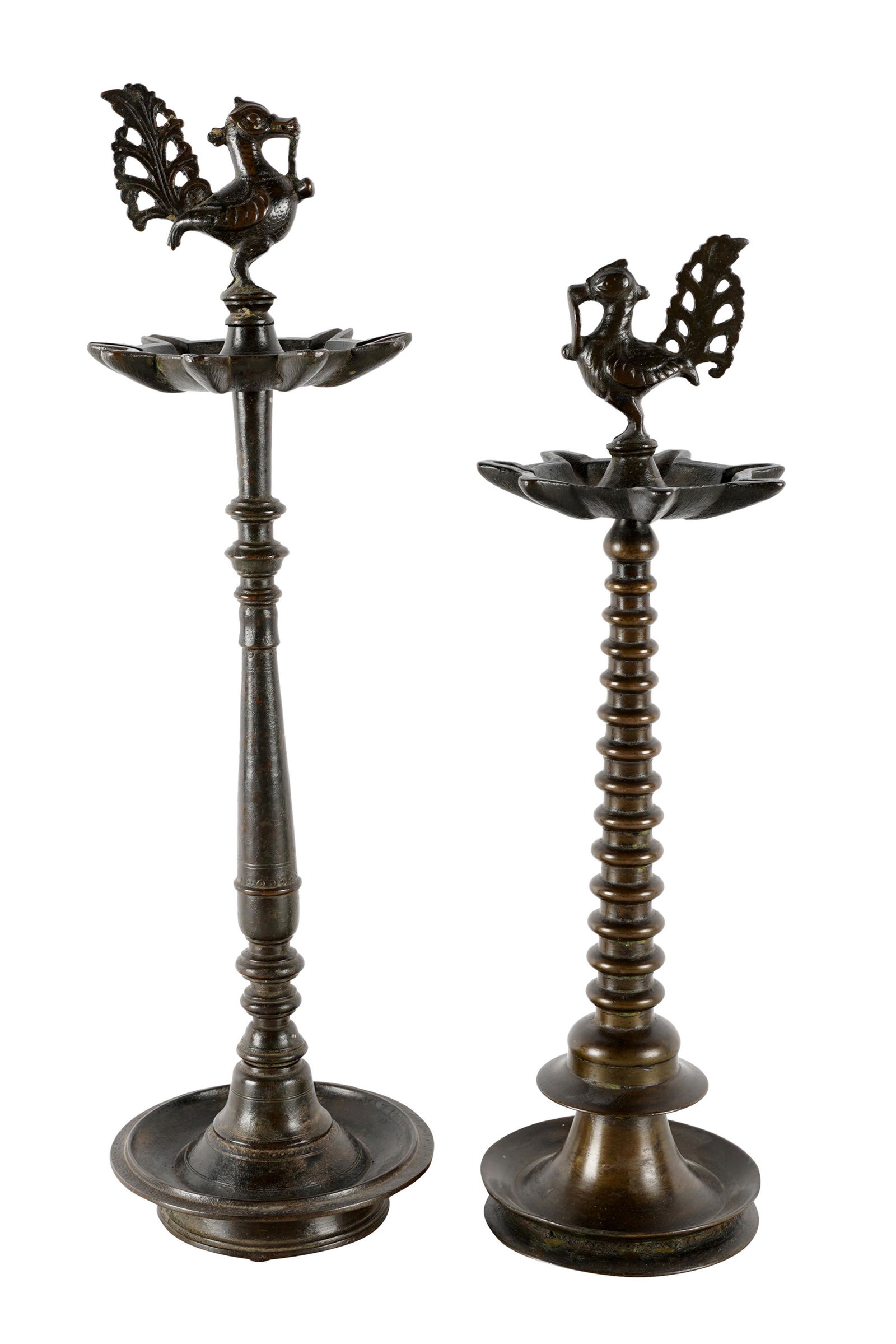 TWO INDIAN BRONZE OIL LAMPS (1 of 11)