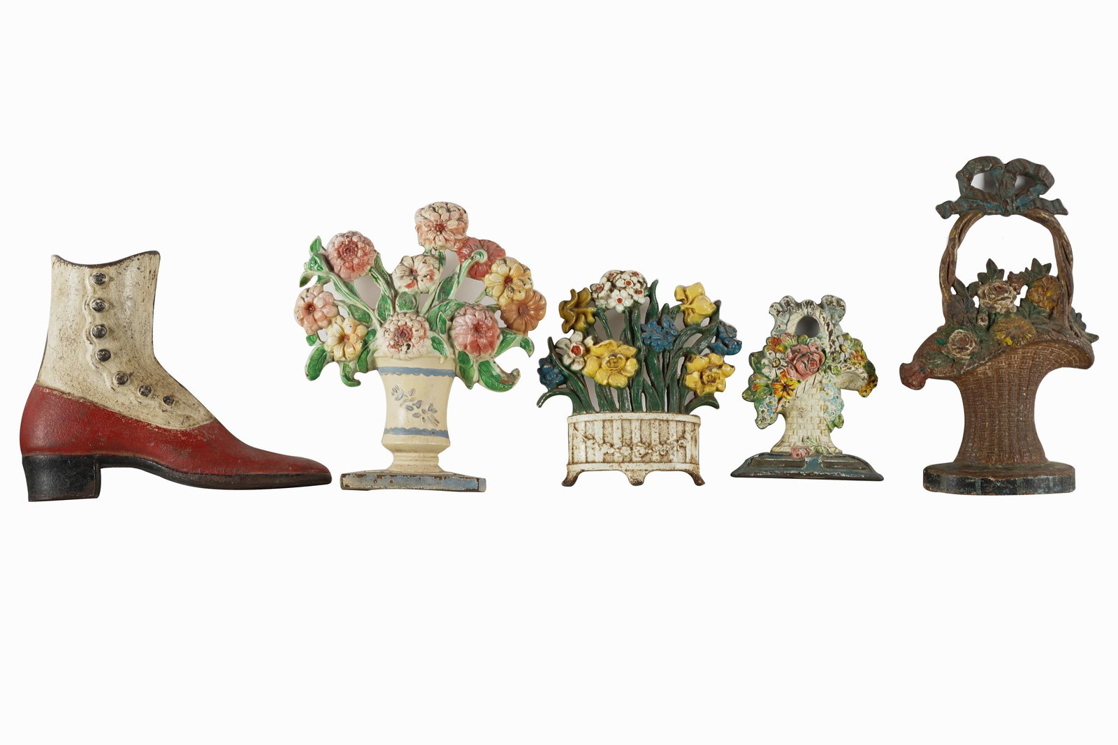 FIVE PAINTED IRON DOORSTOPS (1 of 11)