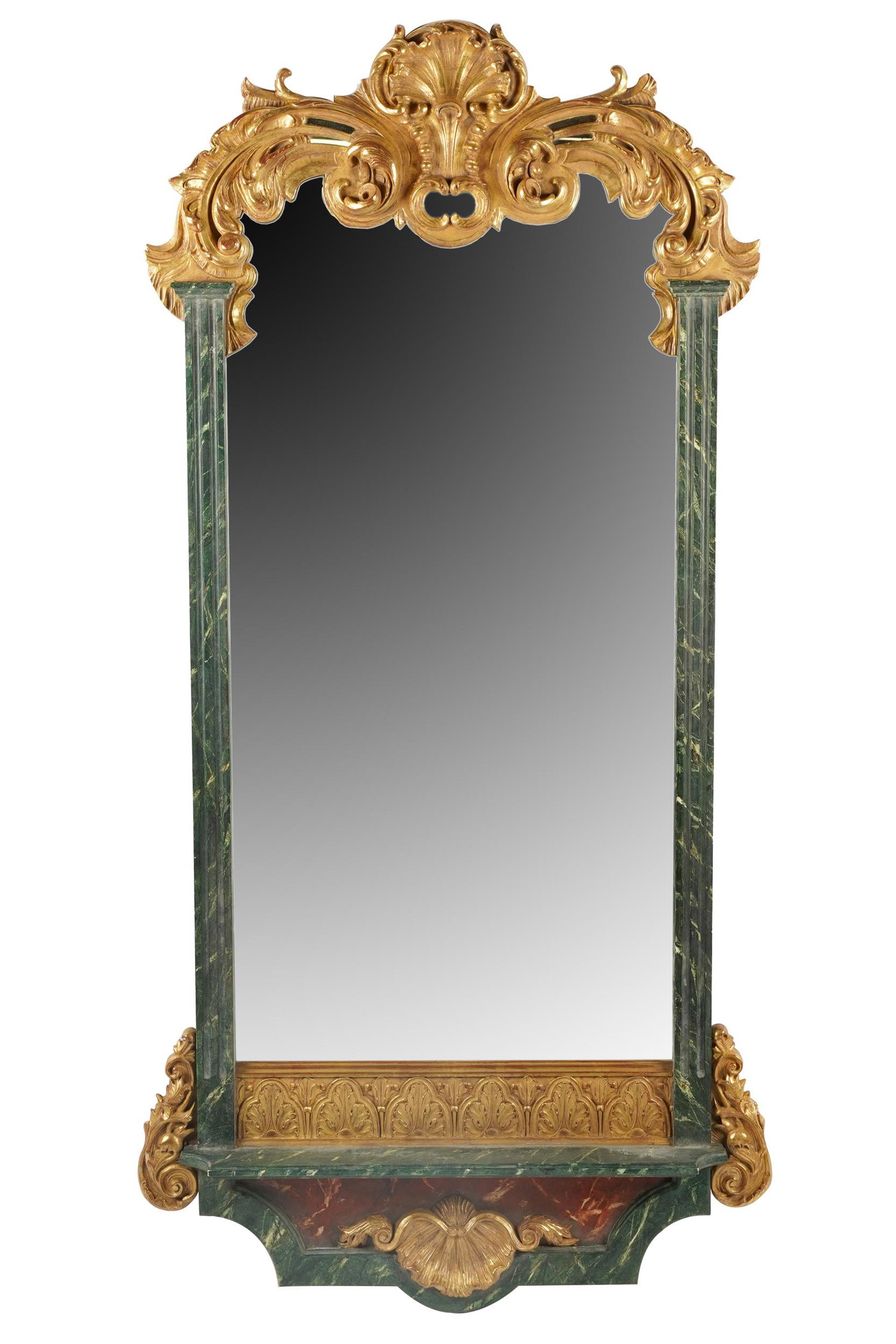 VENETIAN STYLE PAINTED & PARCEL GILT MIRROR (1 of 9)