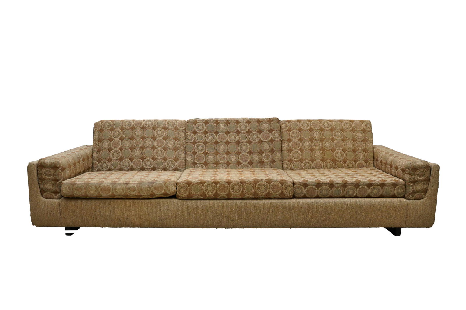 MID-CENTURY MODERN BROWN-UPHOLSTERED SOFA (1 of 13)