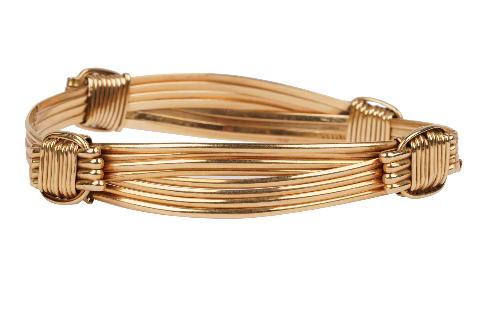14 KARAT YELLOW GOLD TWIST BANGLE BRACELET (1 of 8)