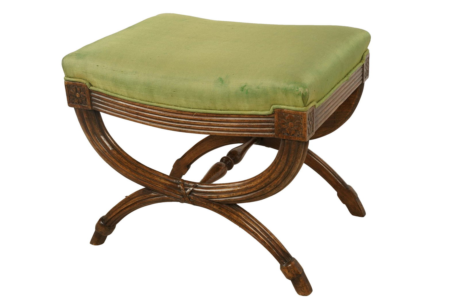 NEOCLASSIC-STYLE CARVED WALNUT CURULE STOOL (1 of 8)