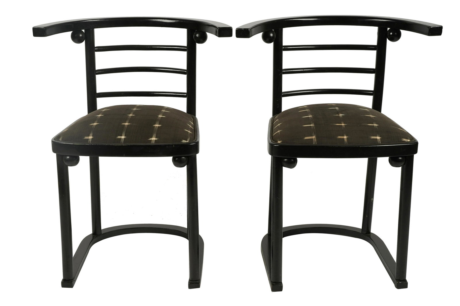 PAIR OF JOSEF HOFFMAN STYLE EBONIZED SIDE CHAIRS (1 of 9)