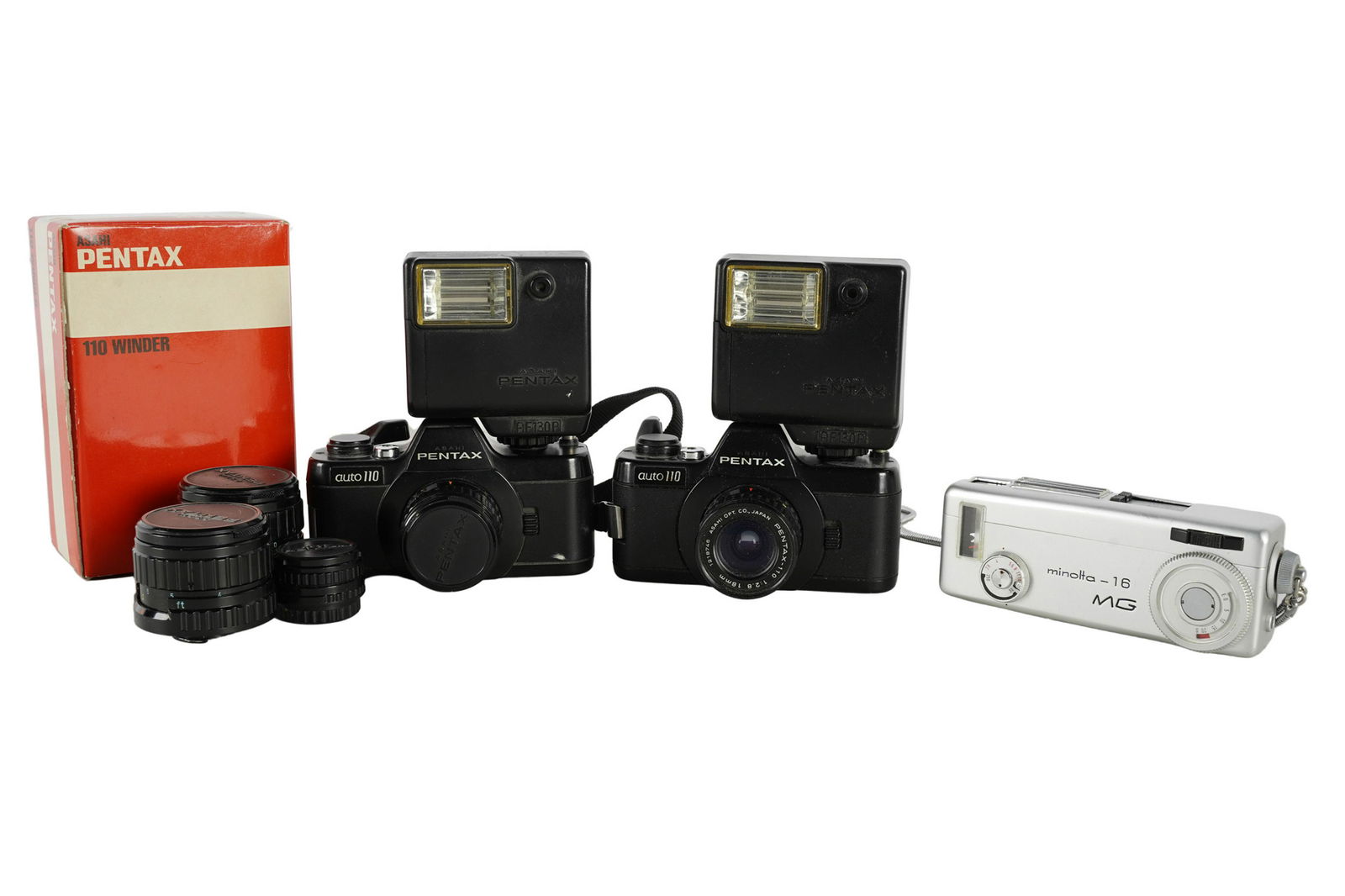 TWO PENTAX AUTO 110 CAMERAS (1 of 9)