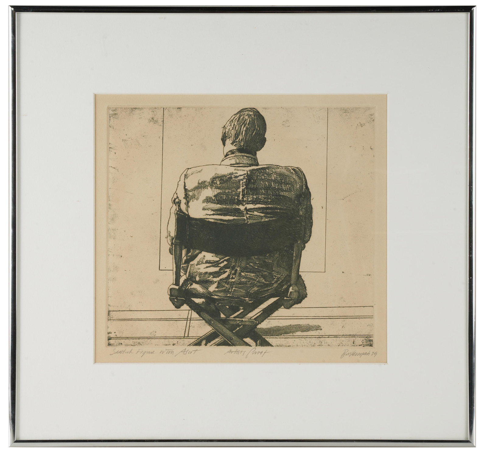 HARVEY BREVERMAN (B. 1934): "SEATED FIGURE WITH ASCOT" (1 of 7)