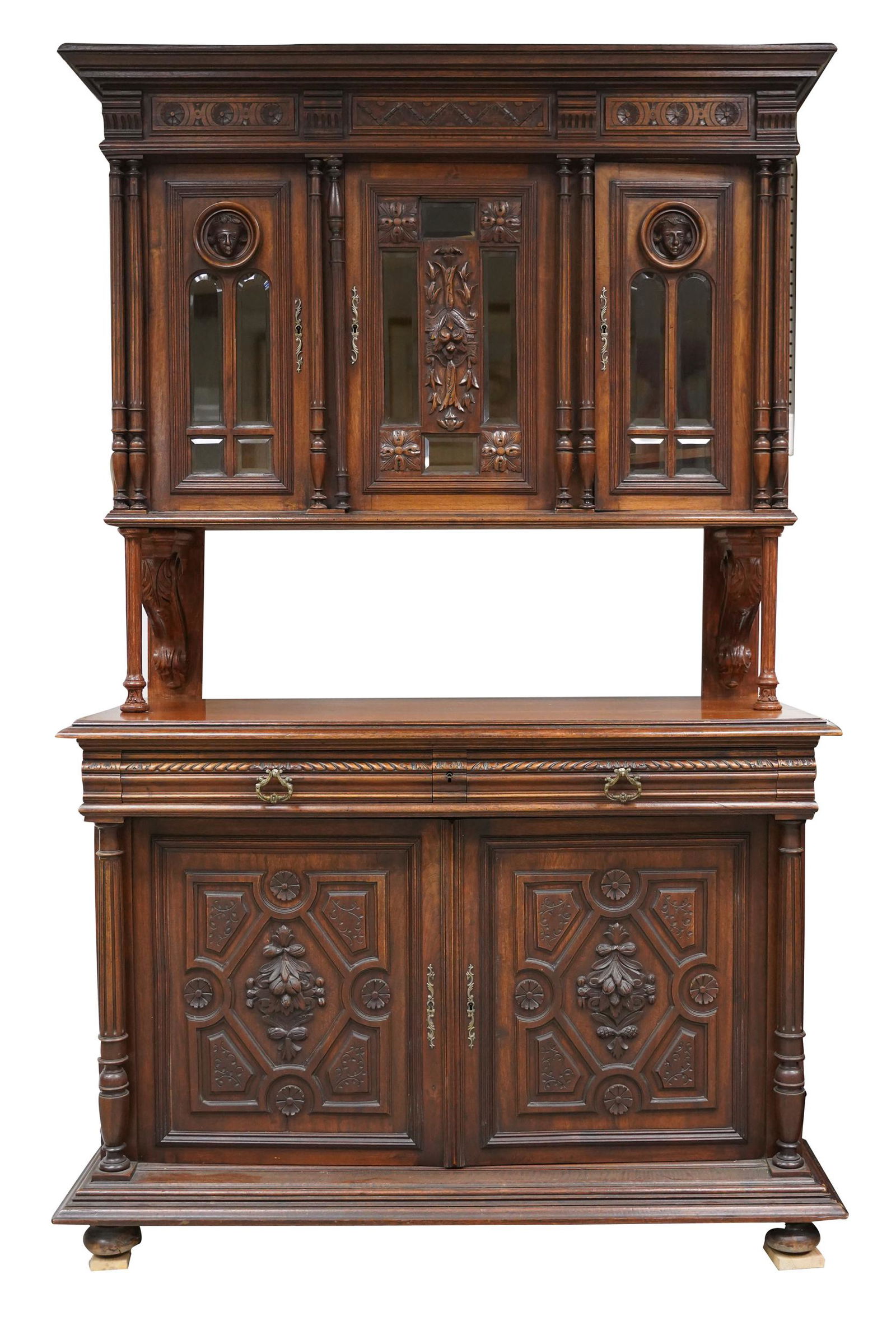 RENAISSANCE REVIVAL STYLE CARVED WALNUT BUFFET (1 of 10)