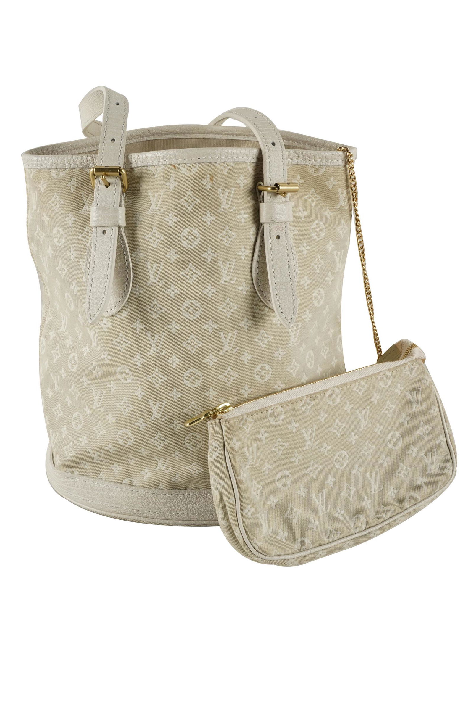 LOUIS VUITTON: WHITE CANVAS HANDBAG (1 of 7)