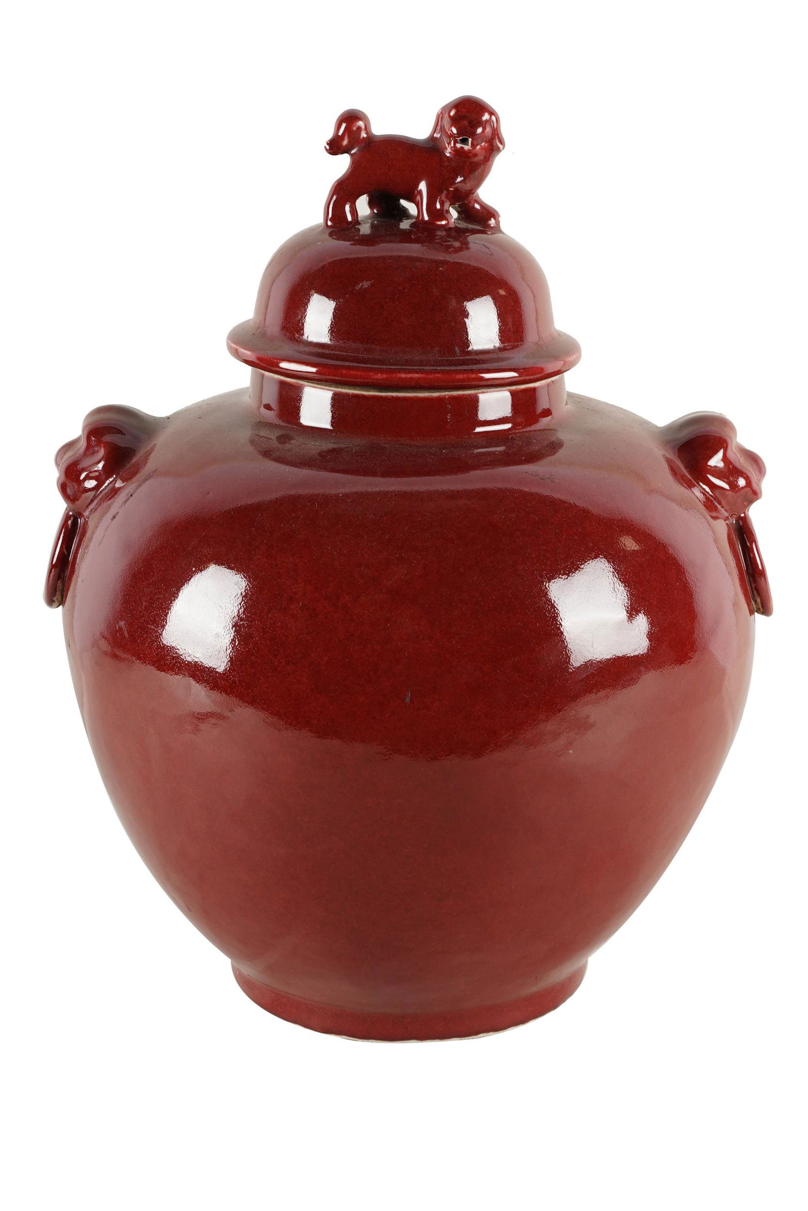 CHINESE OXBLOOD-GLAZED CERAMIC COVERED JAR (1 of 7)