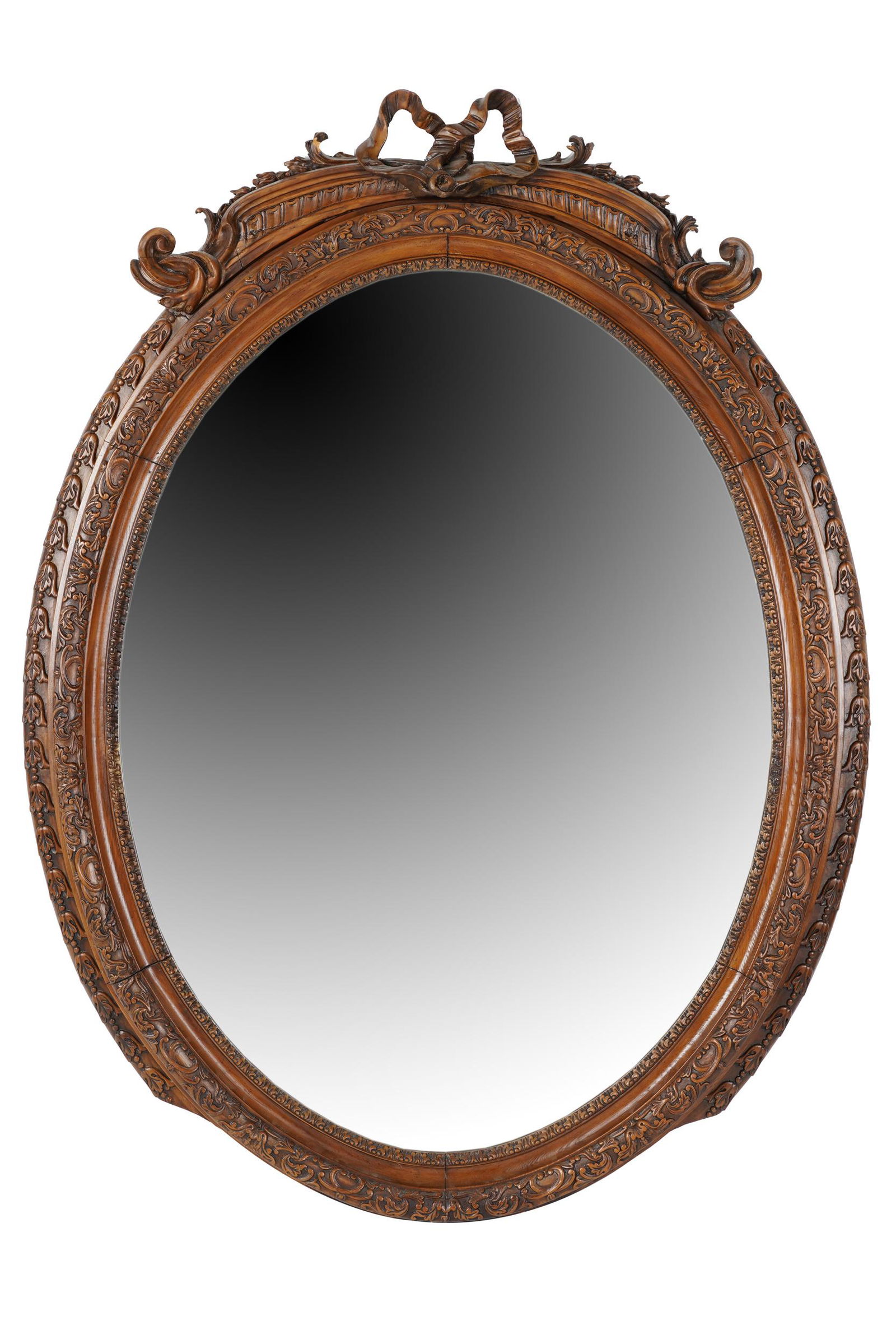 AMERICAN ROCOCO STYLE CARVED WALNUT WALL MIRROR (1 of 7)