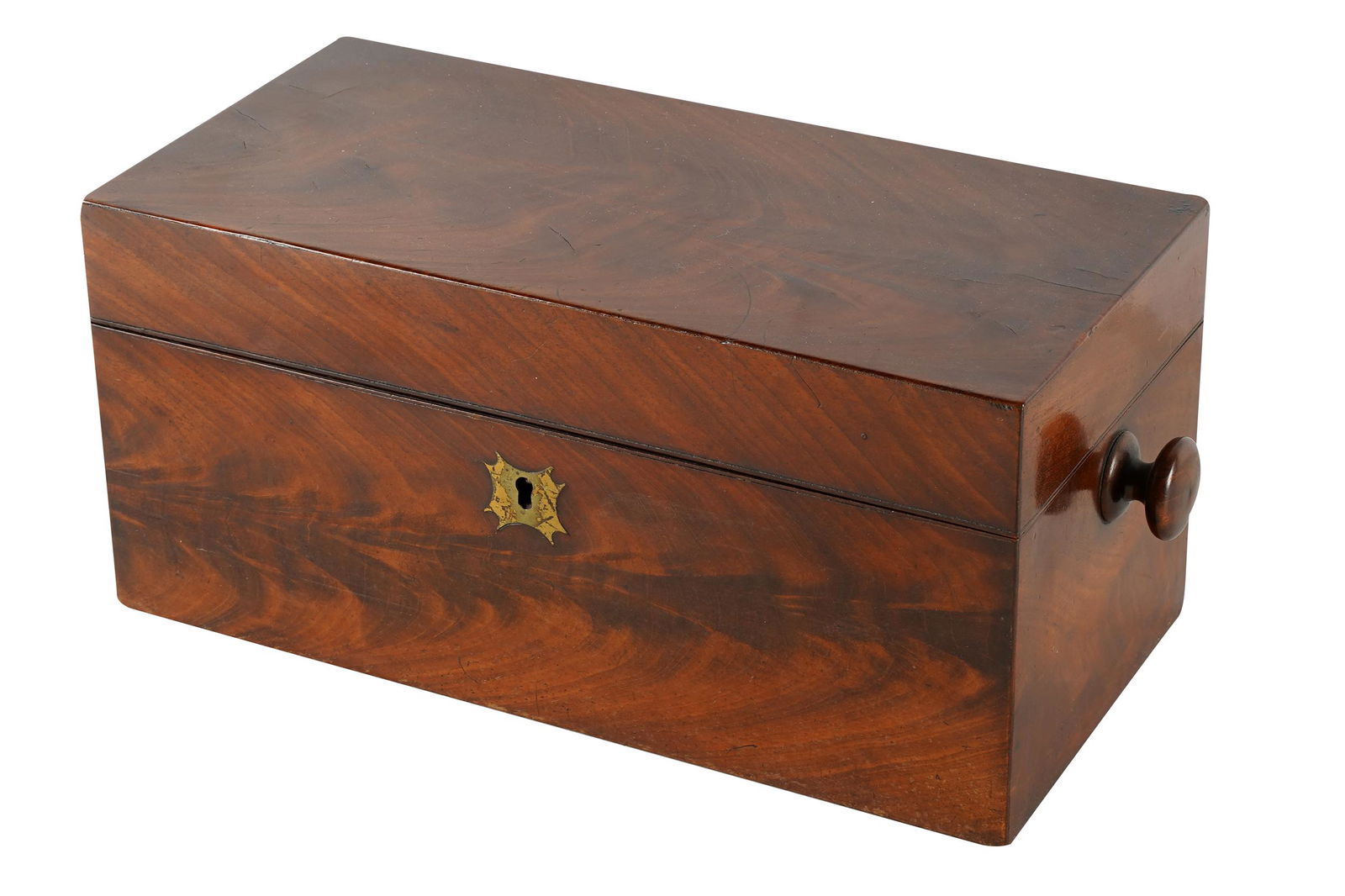 VICTORIAN MAHOGANY TEA CADDY (1 of 8)