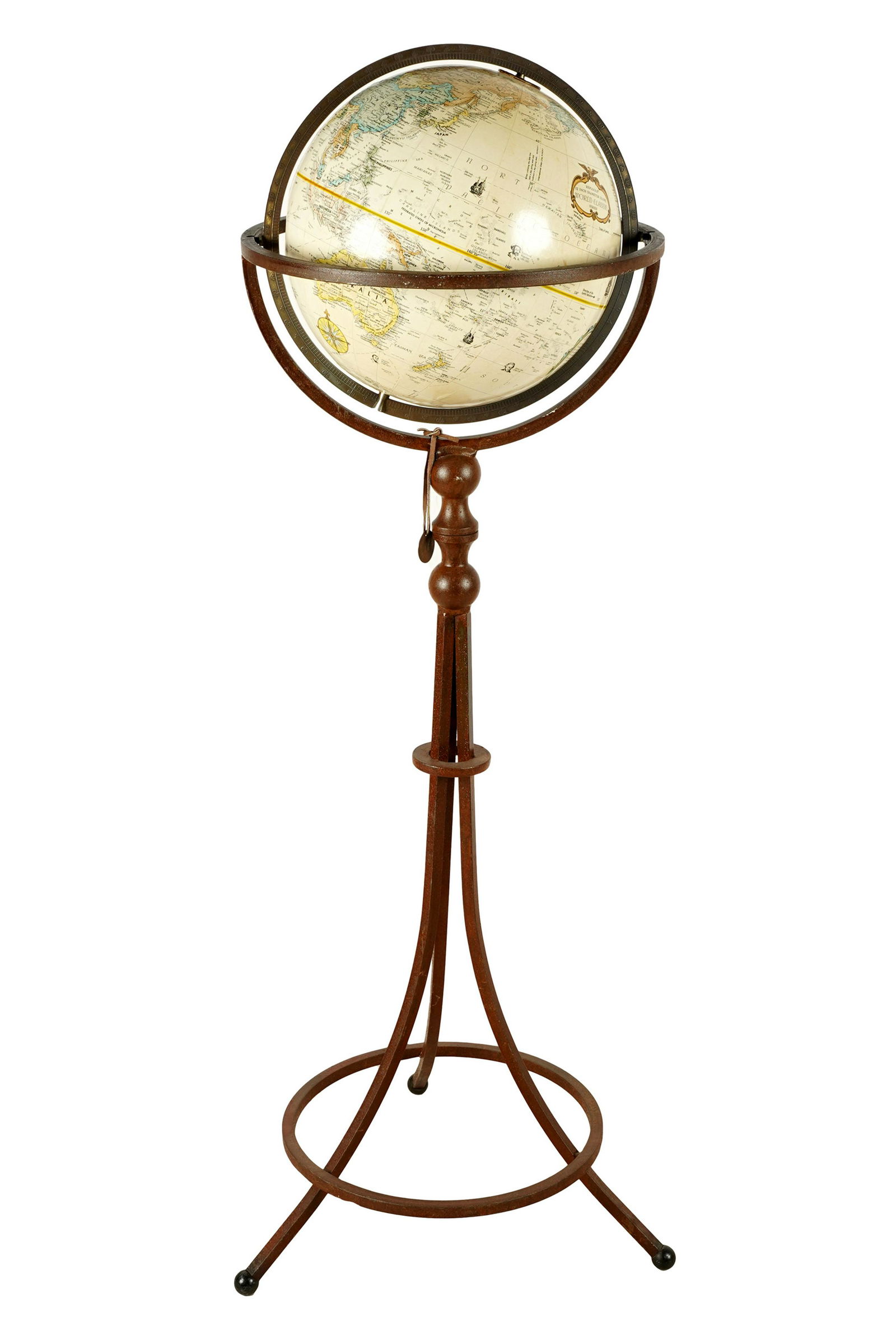 TERRESTRIAL GLOBE ON PATINATED METAL STAND (1 of 8)