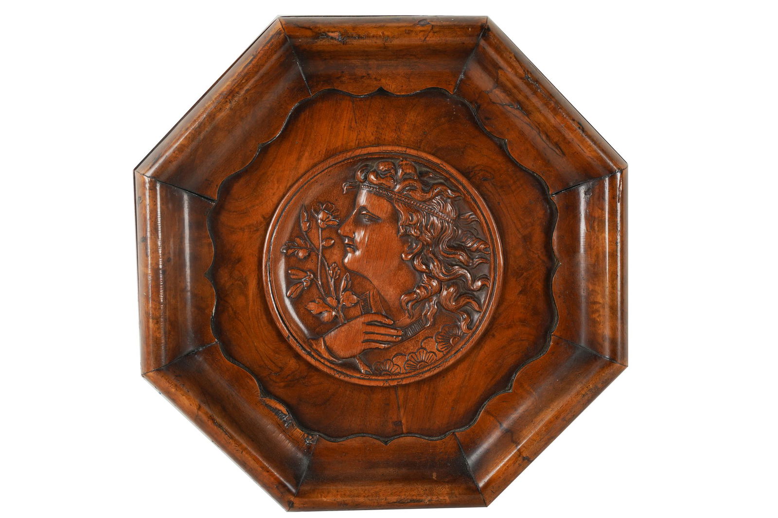 ART NOUVEAU-STYLE CARVED WALNUT RELIEF PLAQUE (1 of 7)