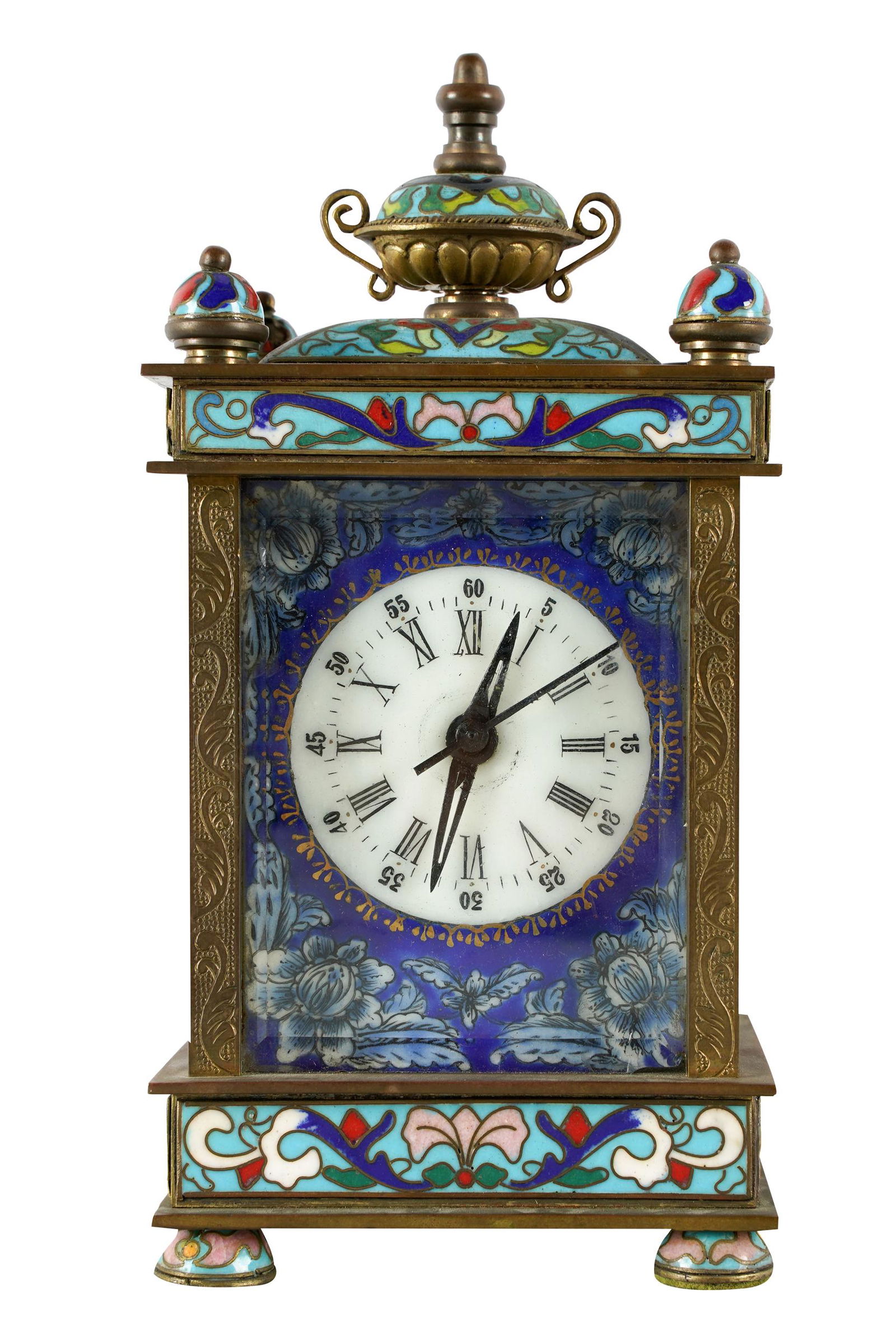 CHAMPLEVE ENAMEL CARRIAGE CLOCK (1 of 9)