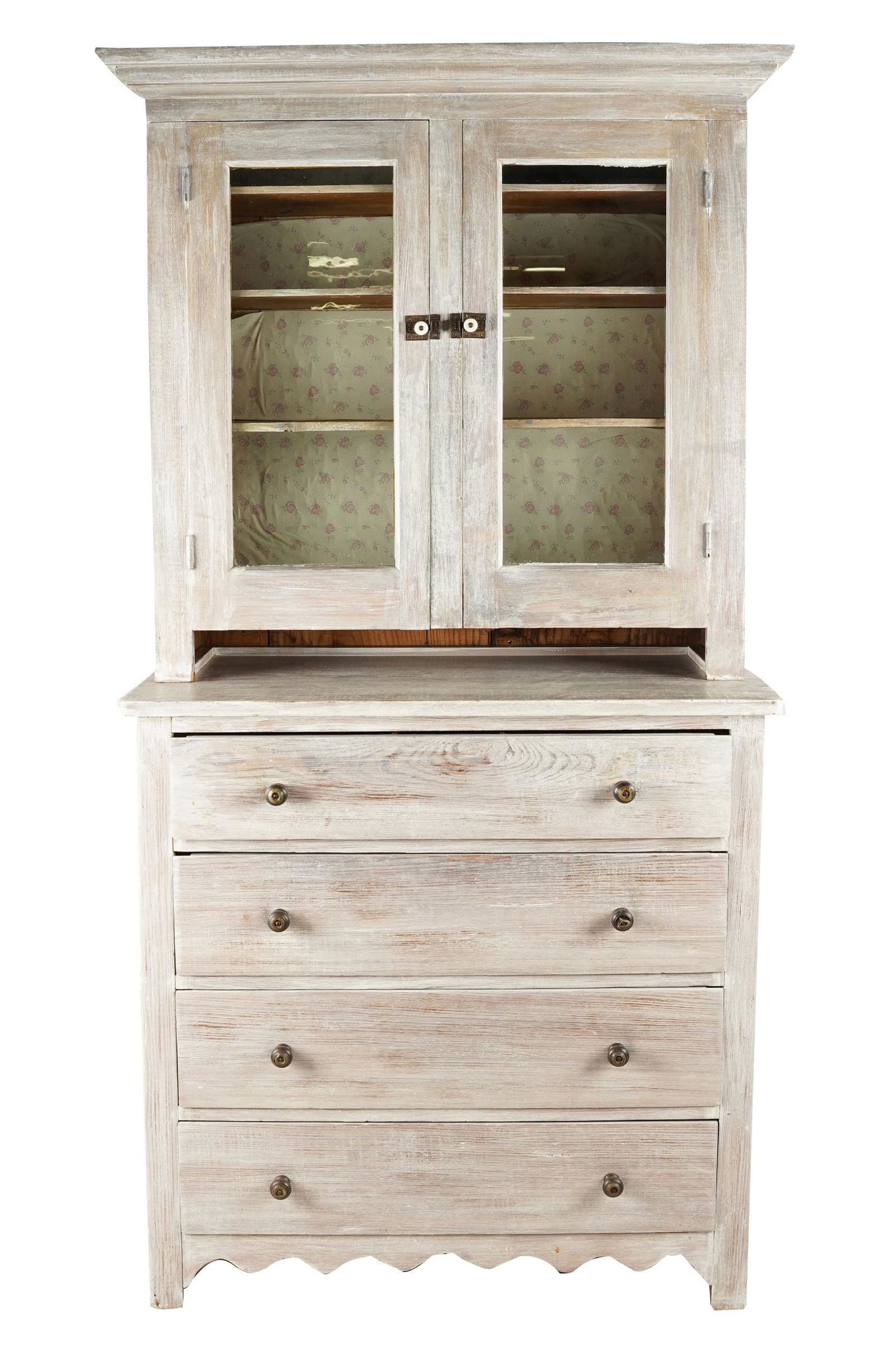 RUSTIC STYLE WHITE-WASHED PINE HUTCH (1 of 11)