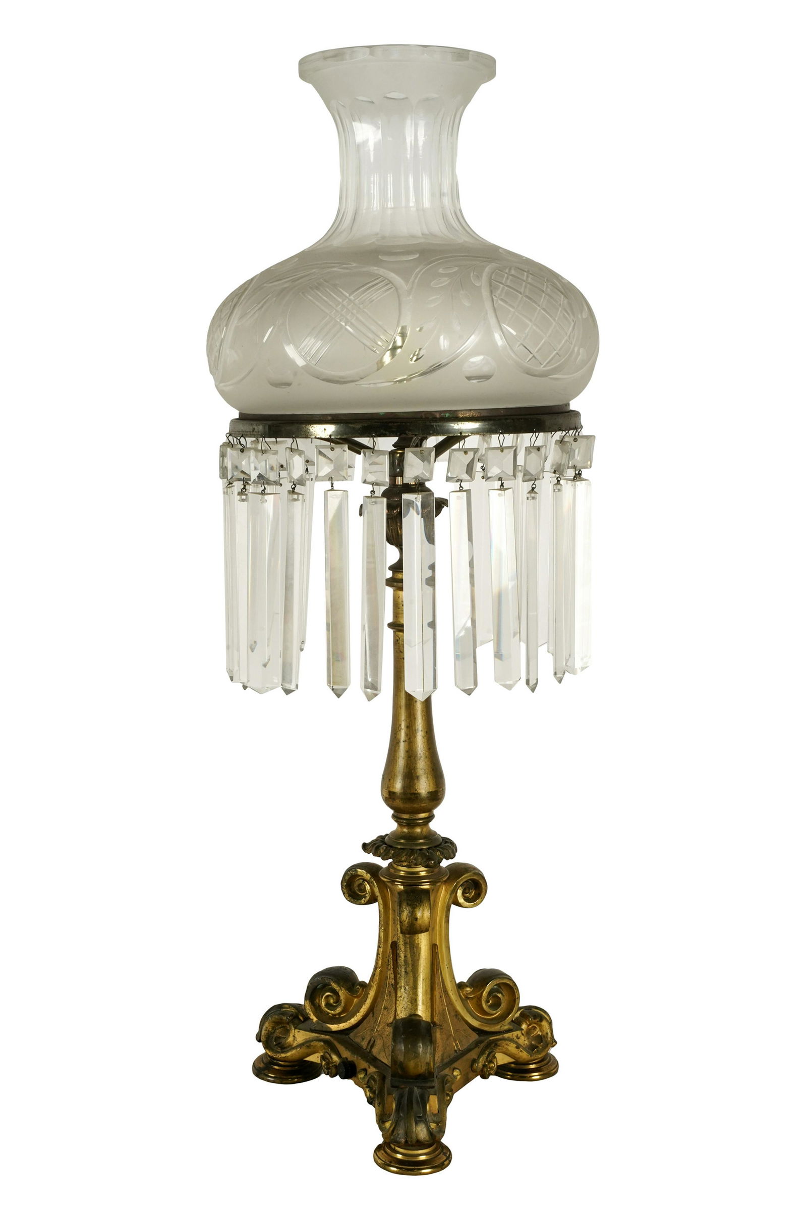 BRASS & CUT-GLASS TABLE LAMP (1 of 12)