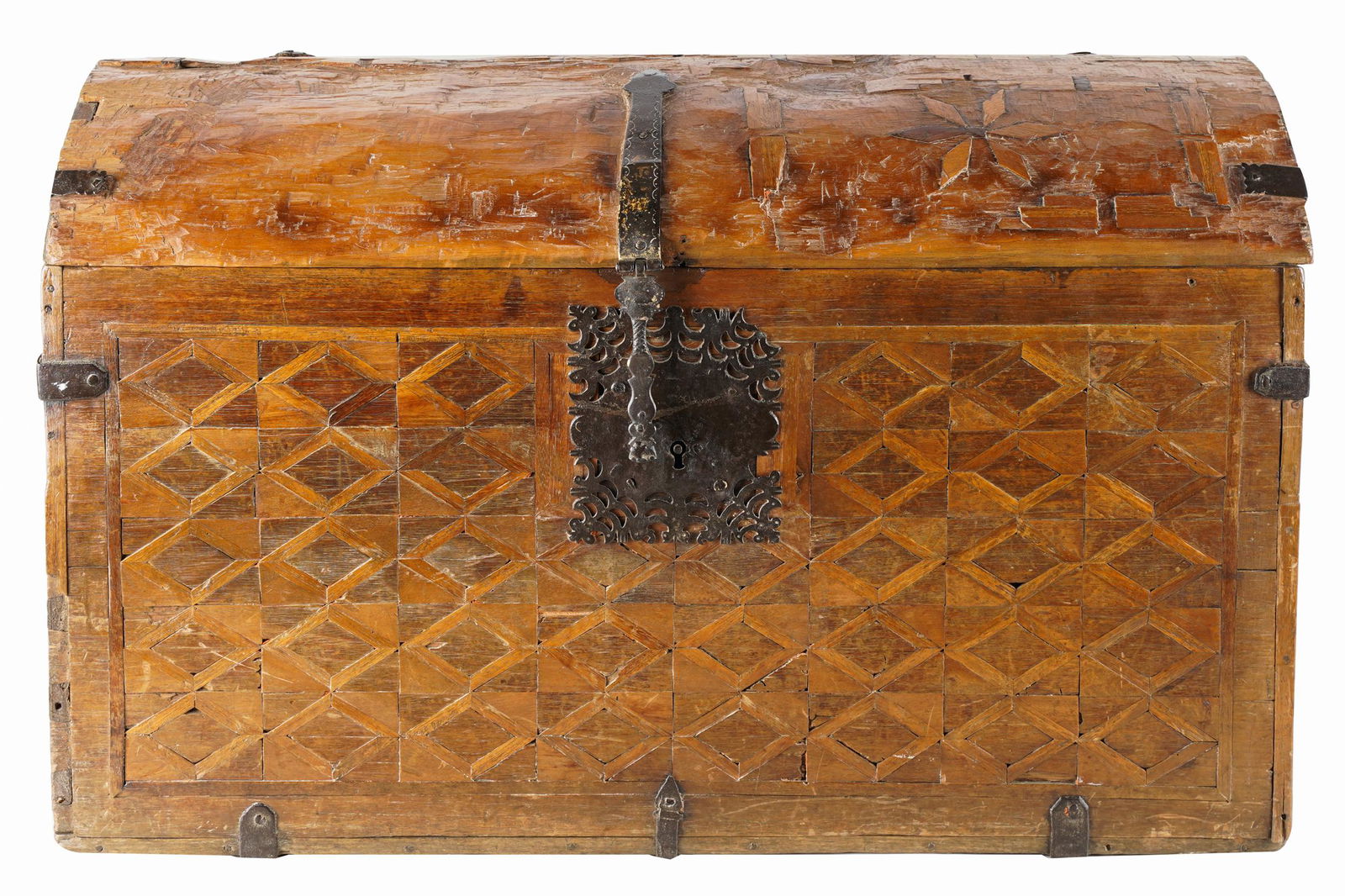 SPANISH COLONIAL PARQUETRY-INLAID TRUNK (1 of 11)