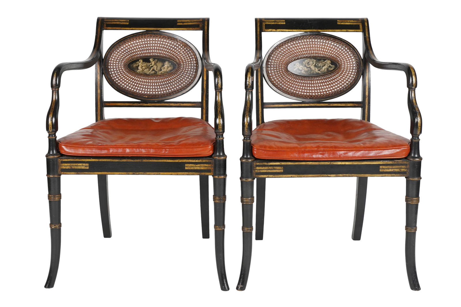 PAIR OF ENGLISH REGENCY-STYLE ARMCHAIRS (1 of 9)