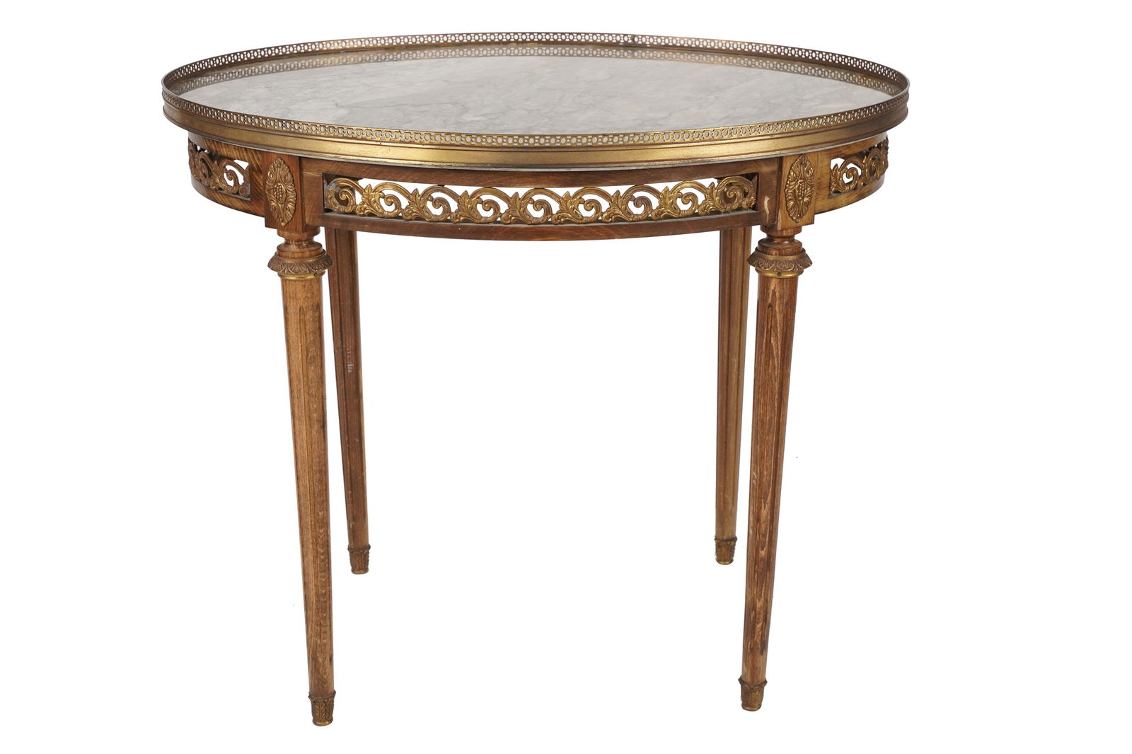 NEOCLASSIC STYLE GILT METAL & MARBLE SIDE TABLE (1 of 9)