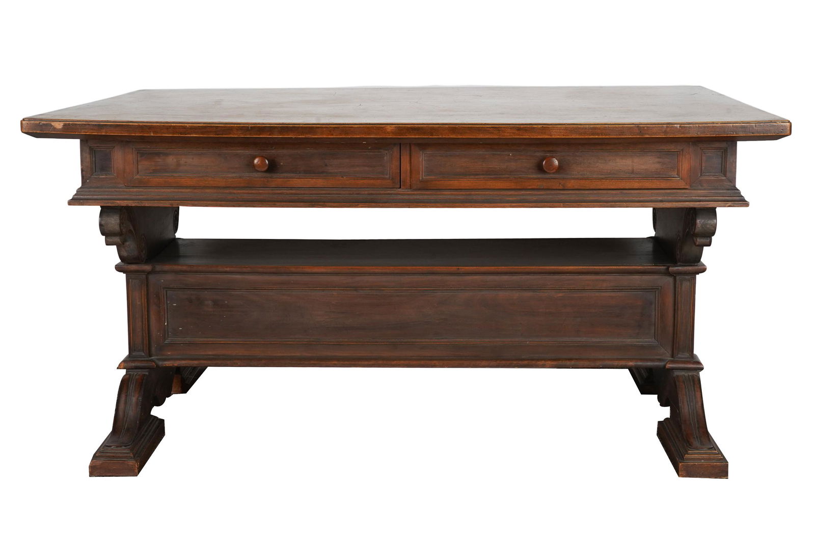 ITALIAN RENAISSANCE-STYLE WALNUT LIBRARY TABLE (1 of 10)