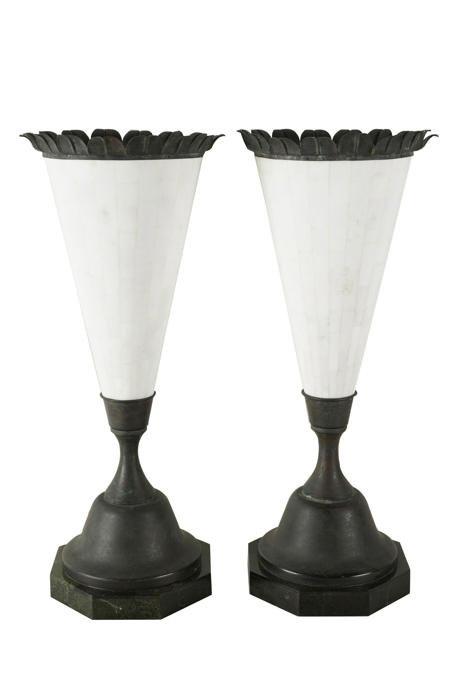 KREISS: PAIR OF ART DECO-STYLE RESIN & METAL TABLE (1 of 8)