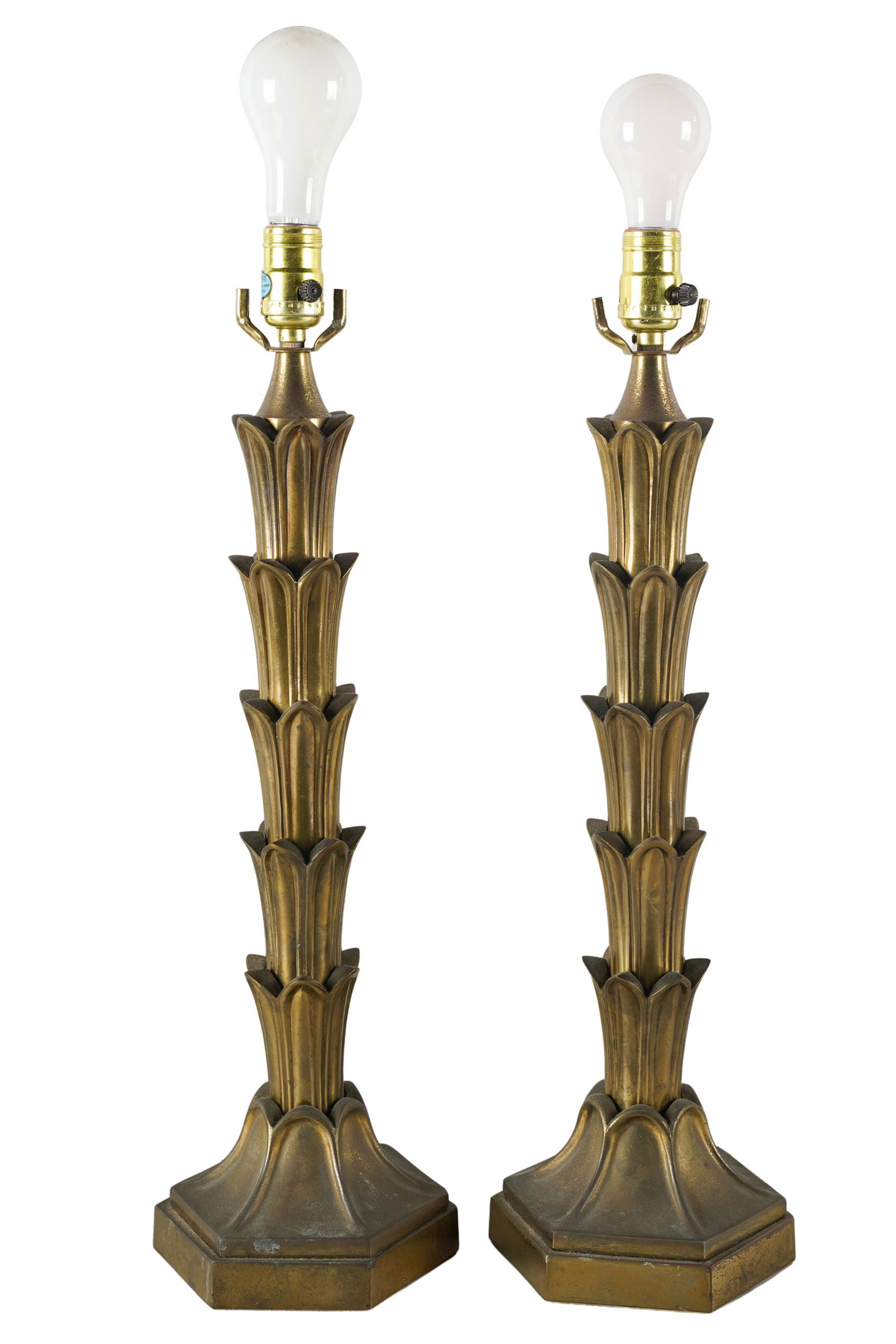 PAUL HANSON: PAIR OF BRASS TABLE LAMPS (1 of 8)