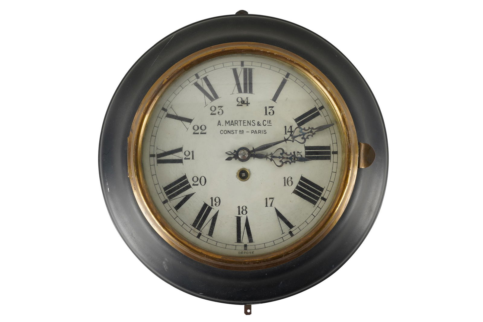 A. MARTENS & CIE WALL CLOCK: with pendulum 15 inches diameter