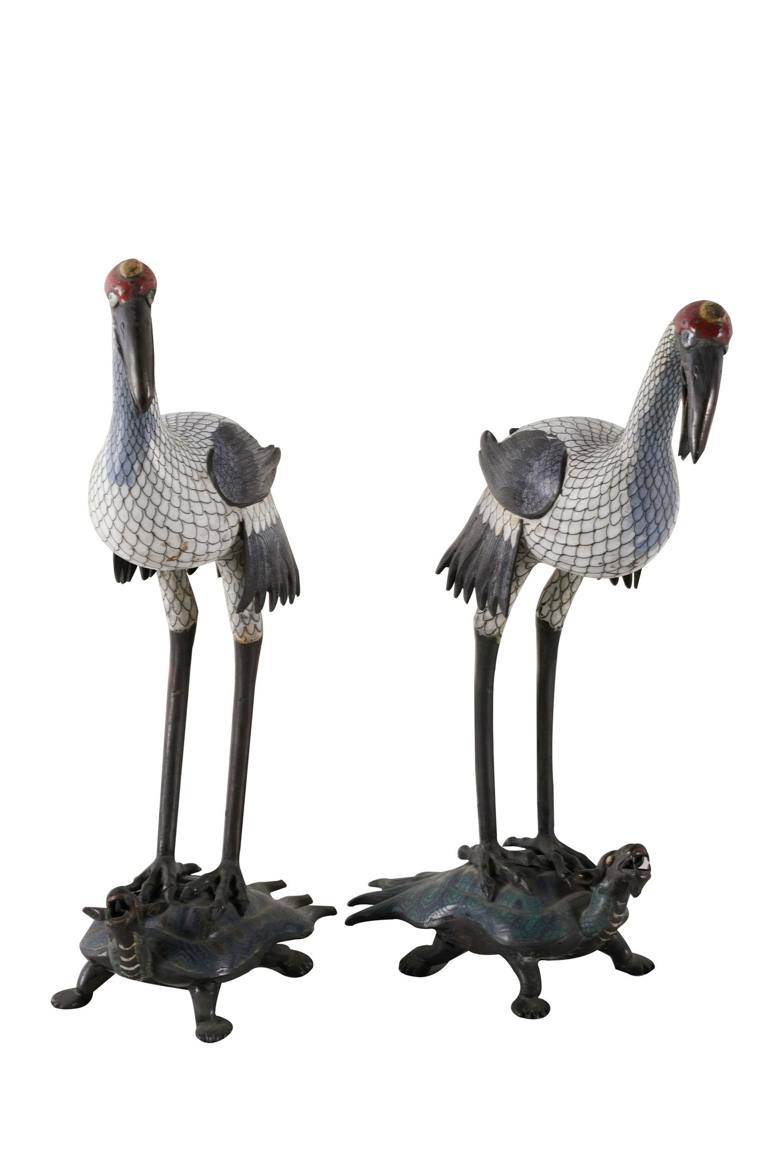 PAIR OF CHINESE CLOISONNE & PATINATED METAL BIRDS (1 of 8)