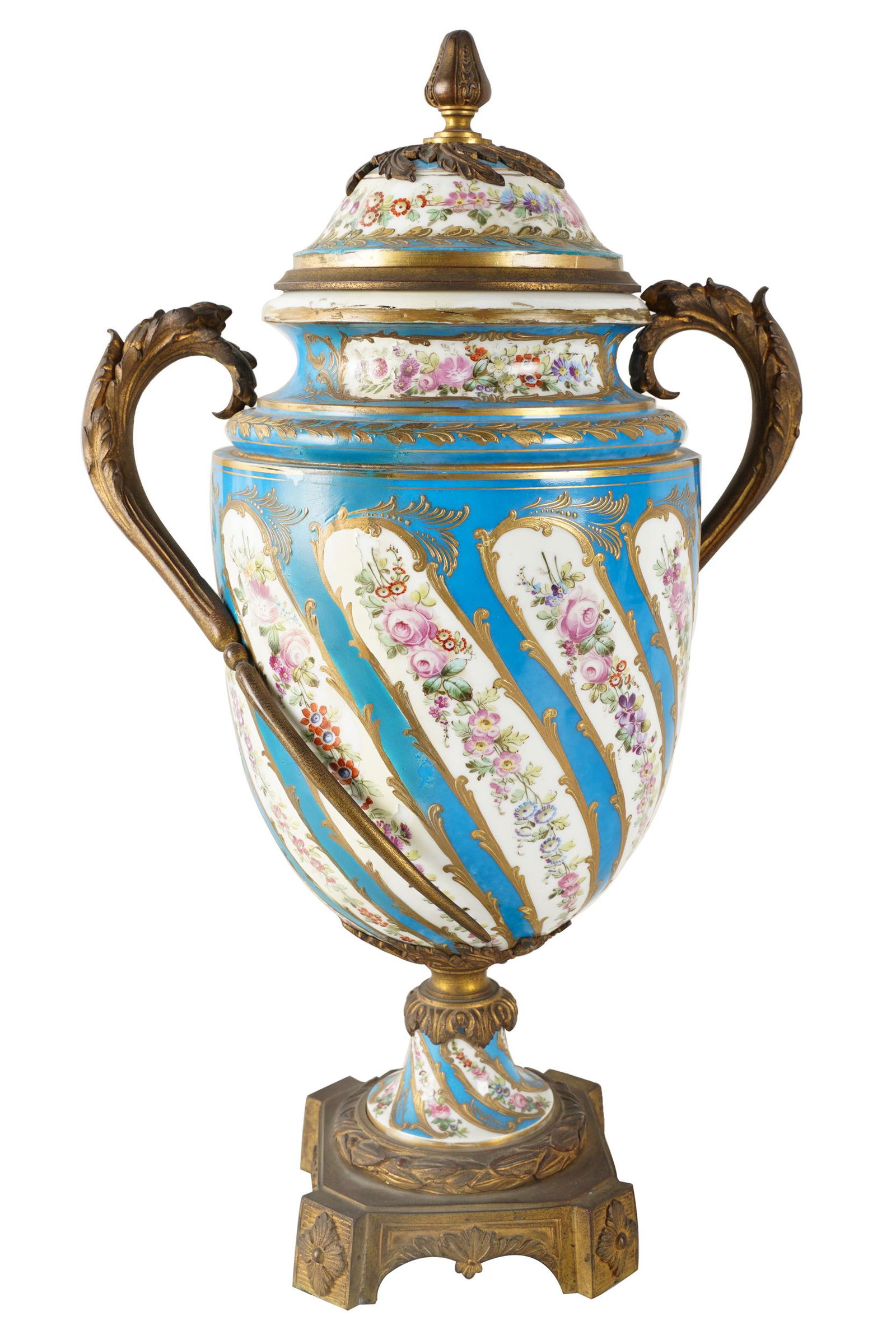 SEVRES-STYLE GILT BRONZE-MOUNTED PORCELAIN URN (1 of 7)