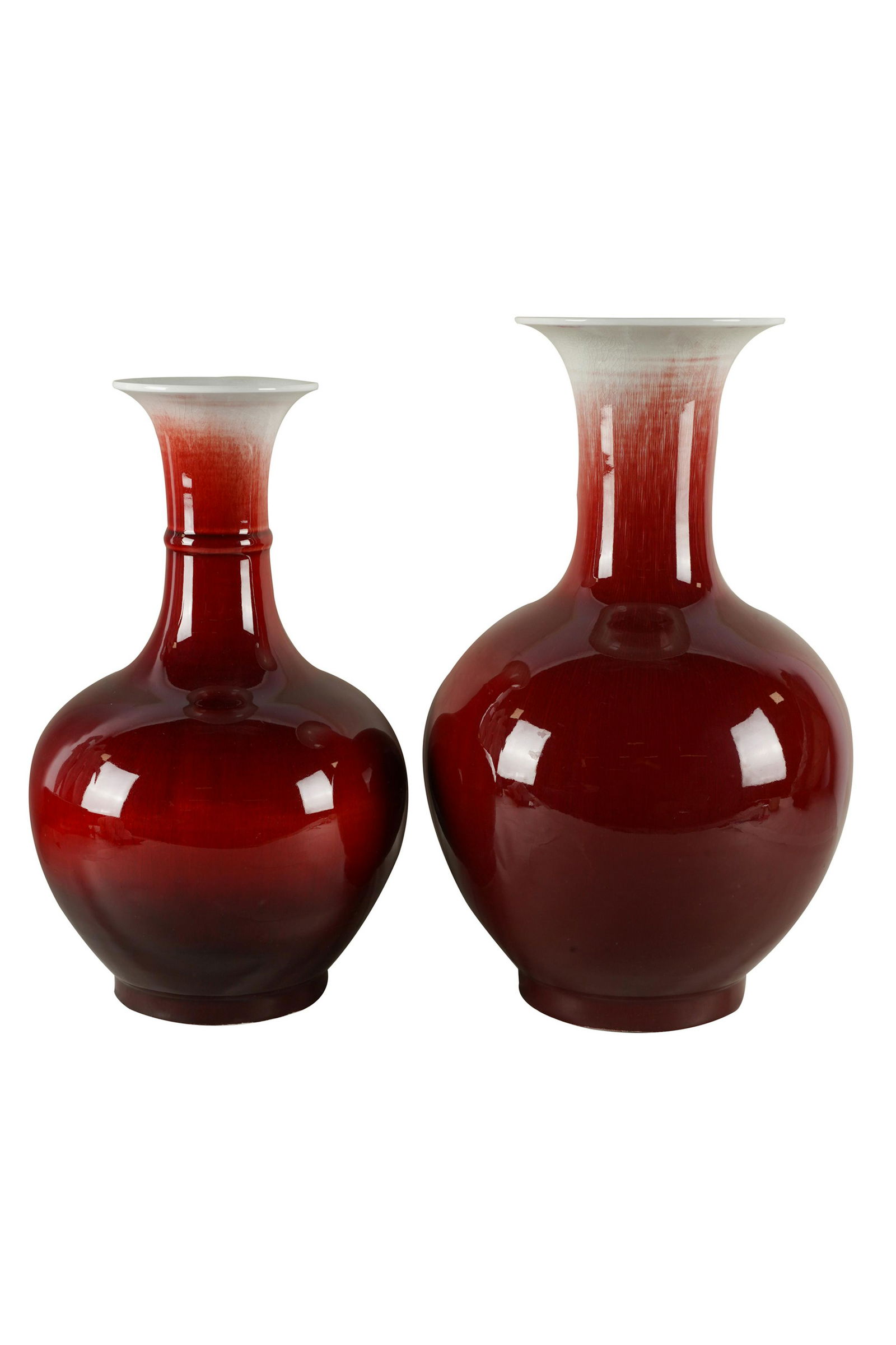 TWO CHINESE OXBLOOD PORCELAIN VASES (1 of 8)