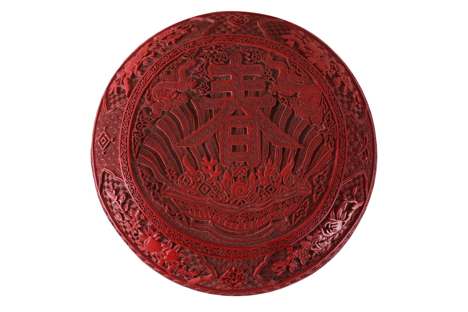 CHINESE RED-LACQUERED ROUND COVERED BOX (1 of 7)