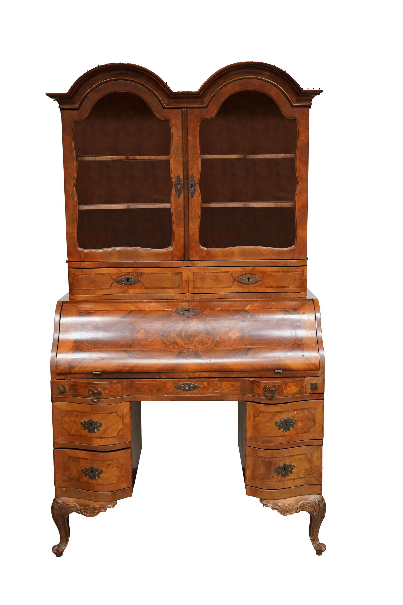 CONTINENTAL INLAID WALNUT SECRETARY BOOKCASE (1 of 10)