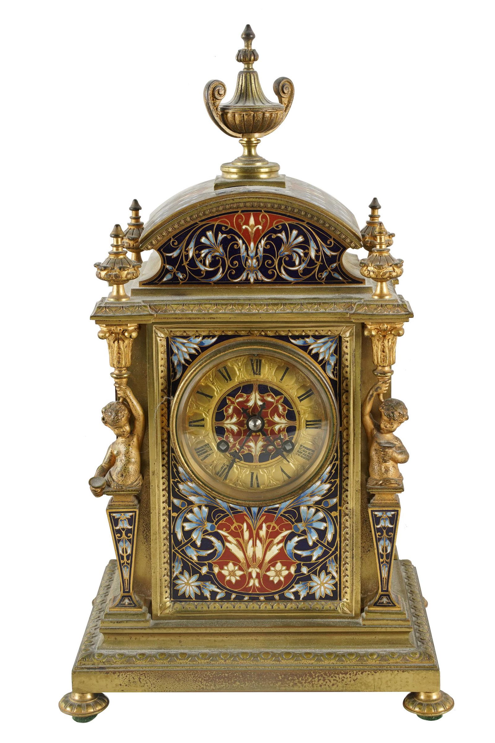 TIFFANY: CHAMPLEVE ENAMEL MANTEL CLOCK (1 of 11)
