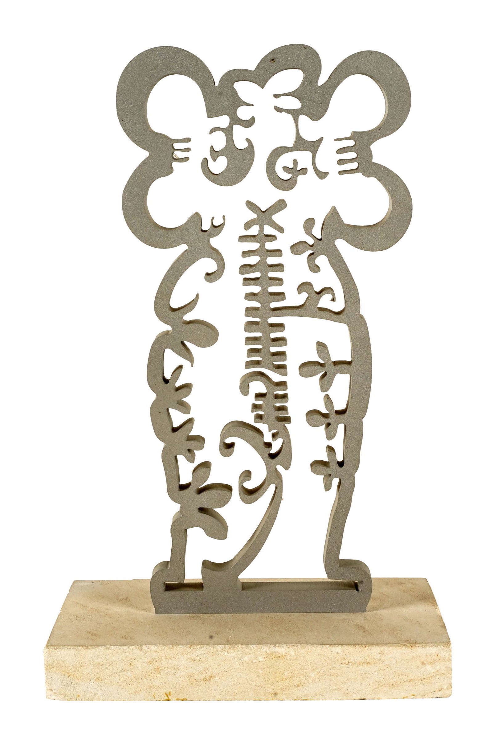 MELANIE YAZZIE (20th century): "POLLEN KEEPER II": 2008; powder-coated metal; signed, titled, dated and numbered 2/30, attributed, titled, dated and numbered again to paper label; mounted to a white composition plinth; Provenance: The Freund Family Co