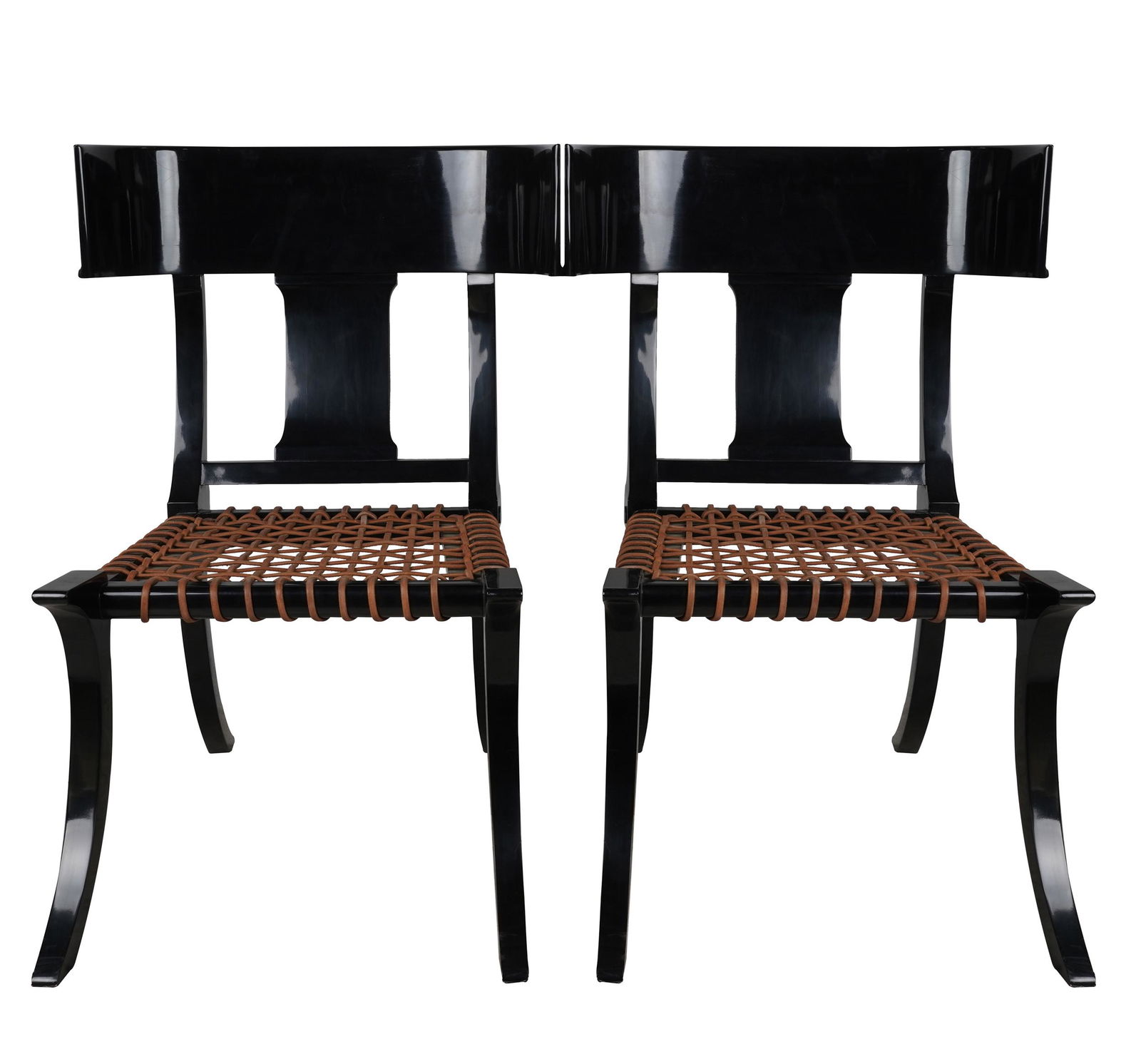 PAIR OF KLISMOS-STYLE BLACK-LACQUERED CHAIRS (1 of 9)