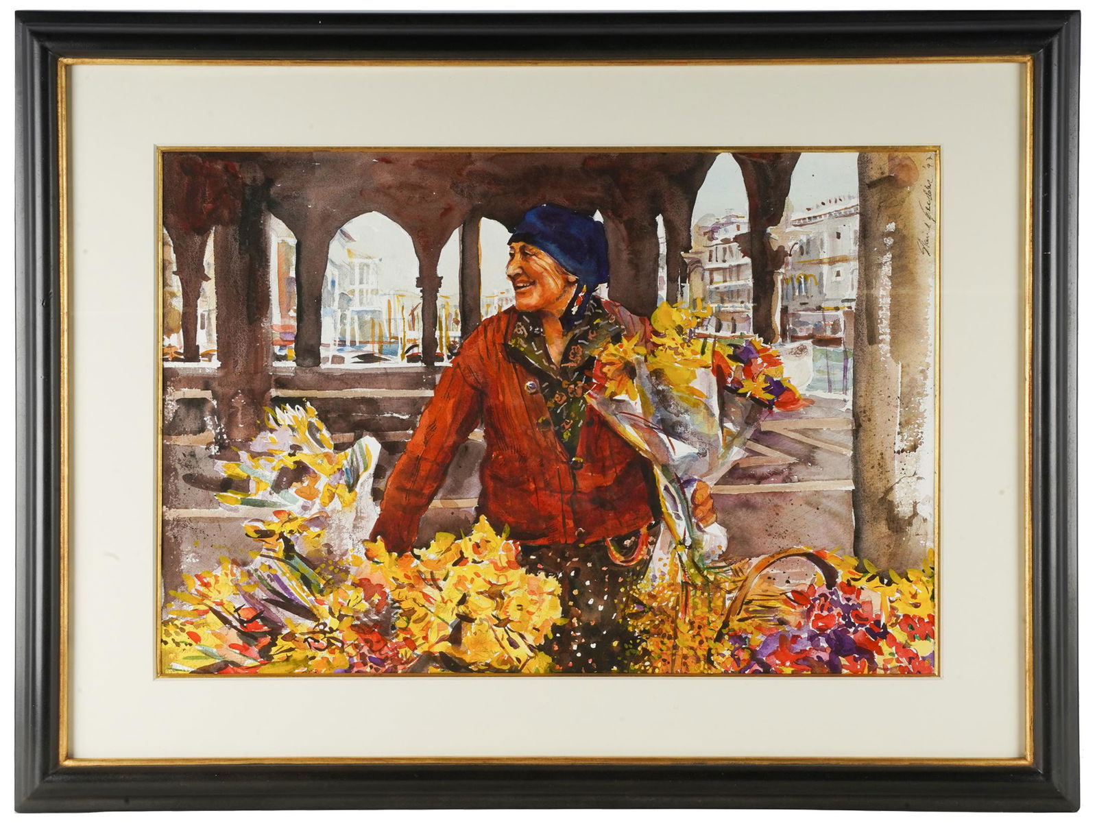 SHIRL GOEDIKE (B. 1923): VENETIAN FLOWER VENDOR (1 of 8)