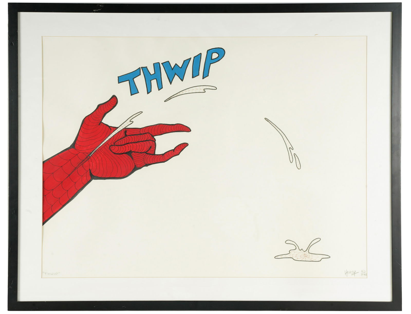 MARK HERESY (20TH CENTURY): "THWIP": 1992; watercolor and pen on paper; signed and dated lower right; titled lower left; 22 x 28 3/4 inches sight; 27 1/2 x 35 inches frame