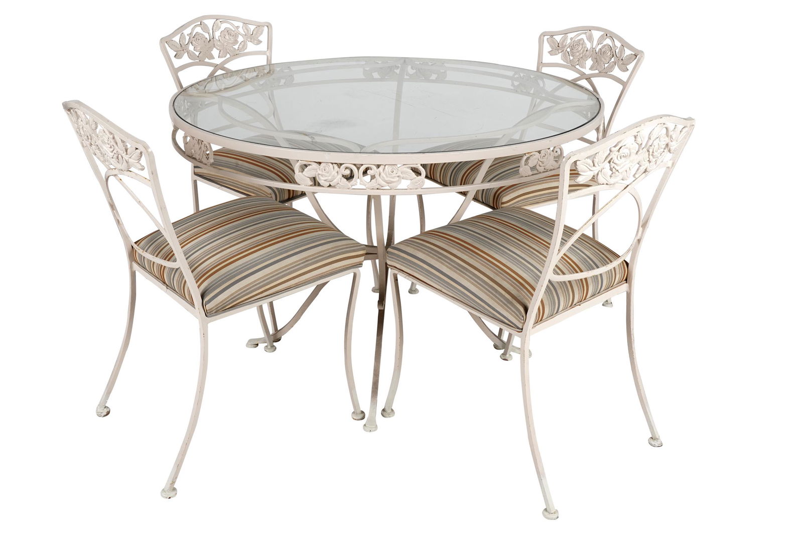 WHITE-PAINTED METAL PATIO DINING SET (1 of 10)