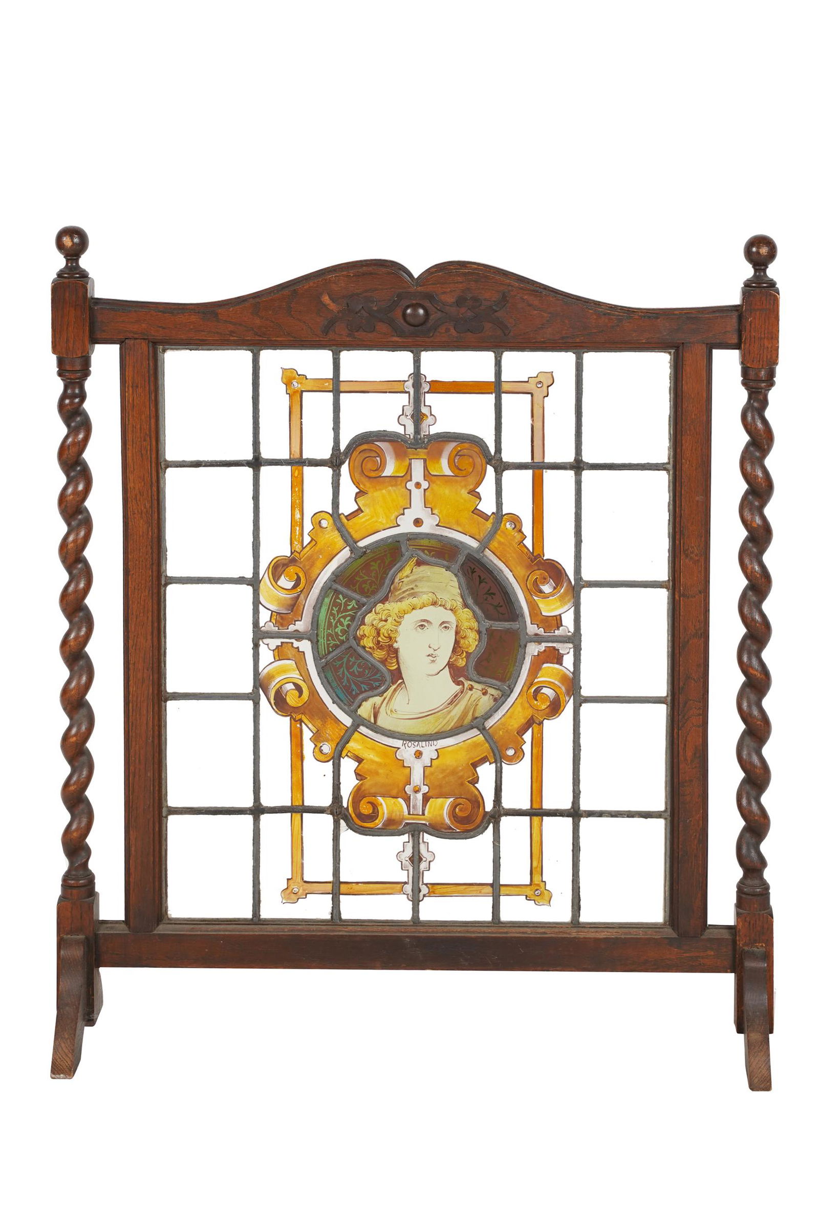 OAK & LEADED GLASS FIRESCREEN (1 of 10)