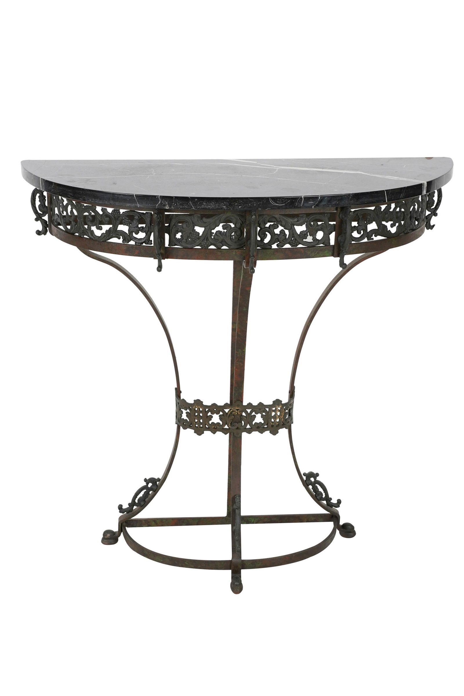 IRON & MARBLE DEMILUNE CONSOLE TABLE (1 of 12)