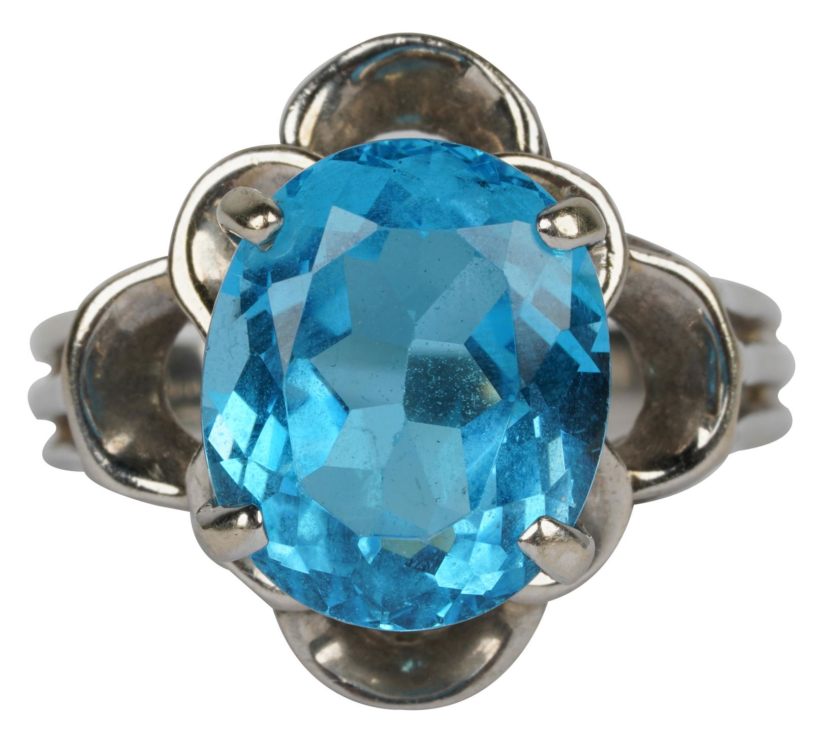 14 KARAT WHITE GOLD & BLUE TOPAZ RING (1 of 7)