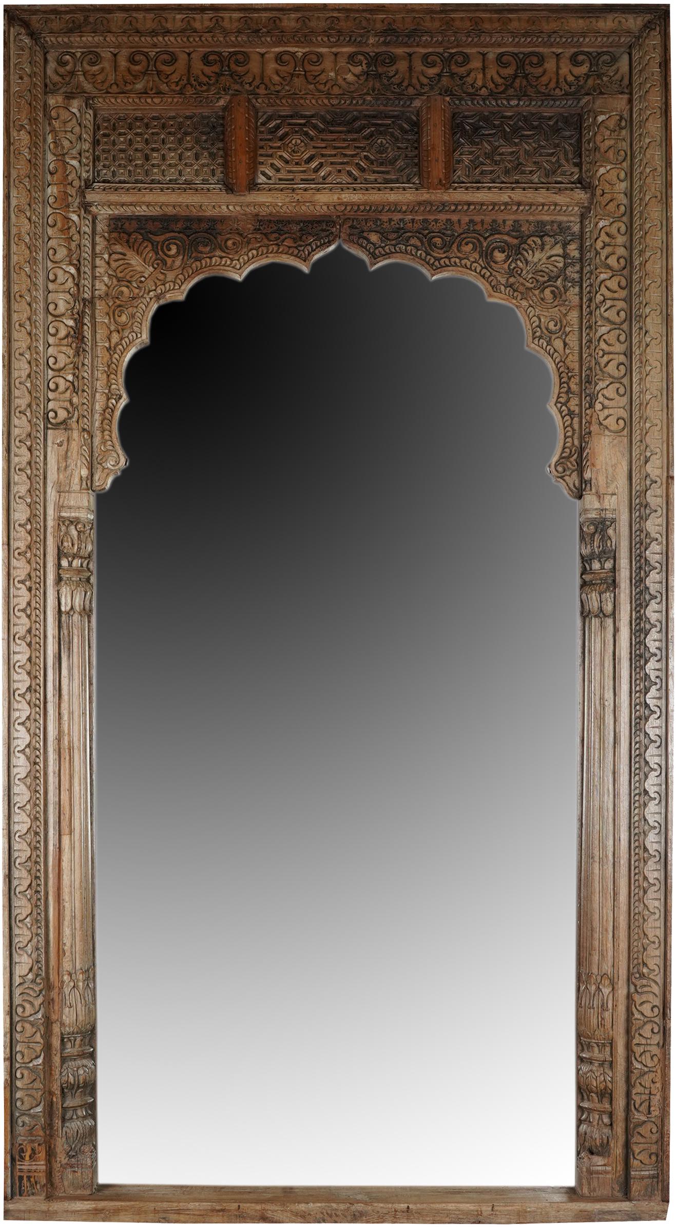 CARVED WOOD FLOOR MIRROR (1 of 10)