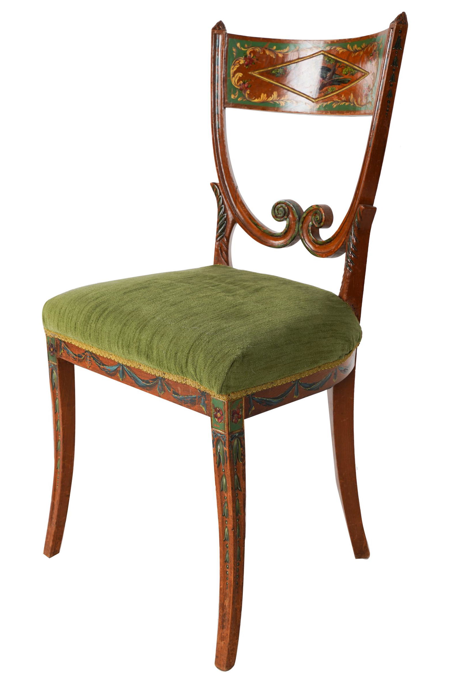 ADAM STYLE PAINTED FRUITWOOD SIDE CHAIR (1 of 8)