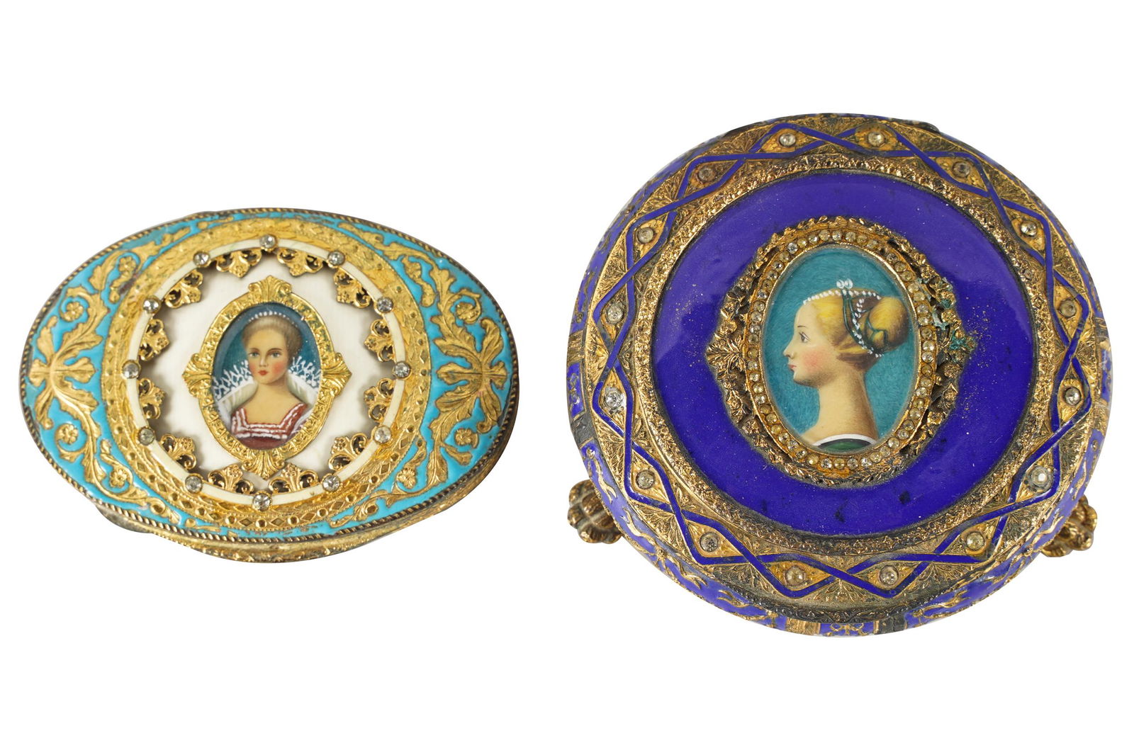 TWO ENAMELED PORTRAIT POWDER BOXES (1 of 6)