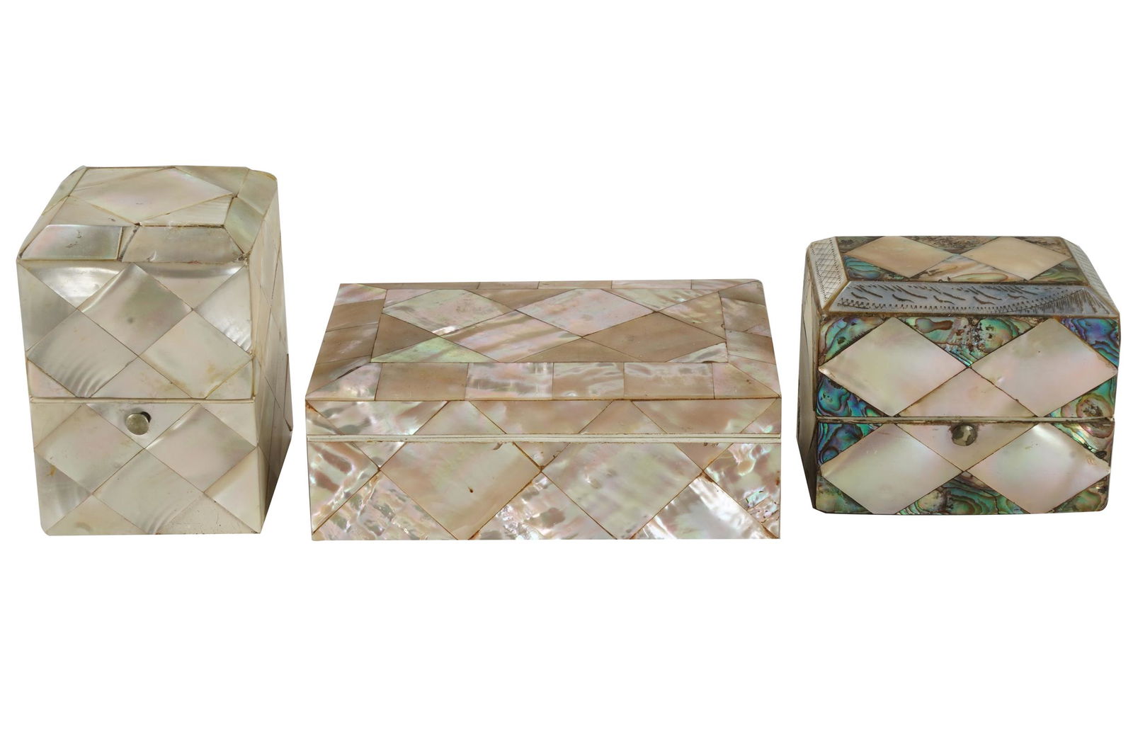 THREE SHELL-INLAID BOXES (1 of 4)
