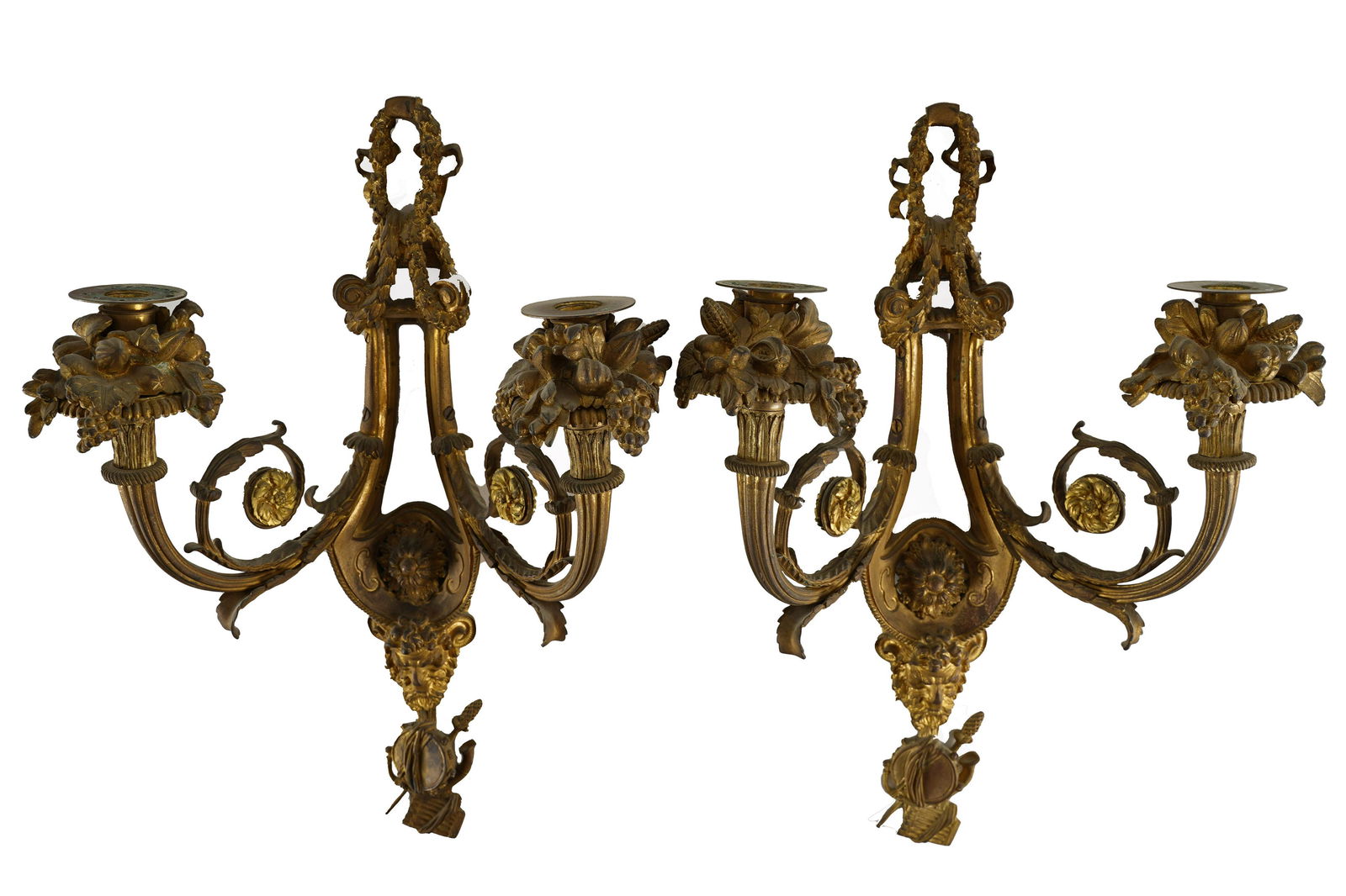 PAIR OF NEOCLASSIC STYLE GILT BRONZE WALL SCONCES (1 of 13)