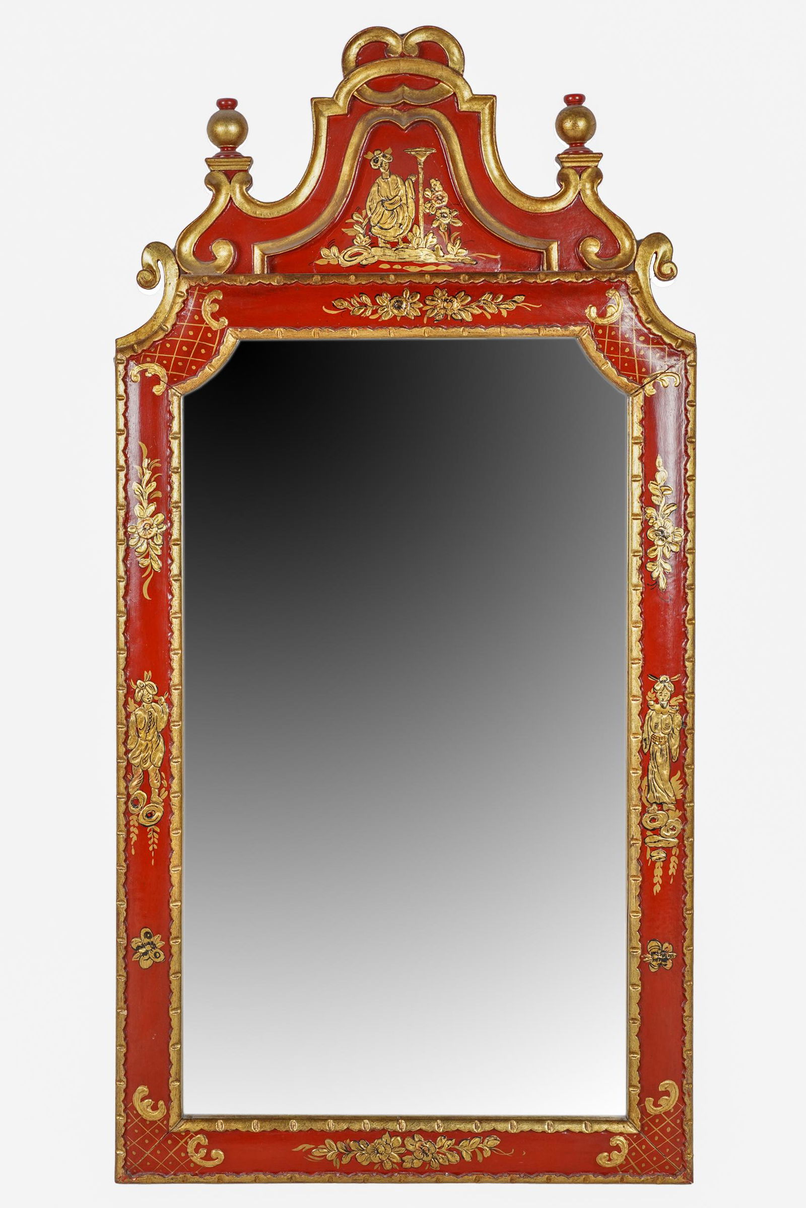 RED-PAINTED & GILT CHINOISERIE WALL MIRROR (1 of 10)