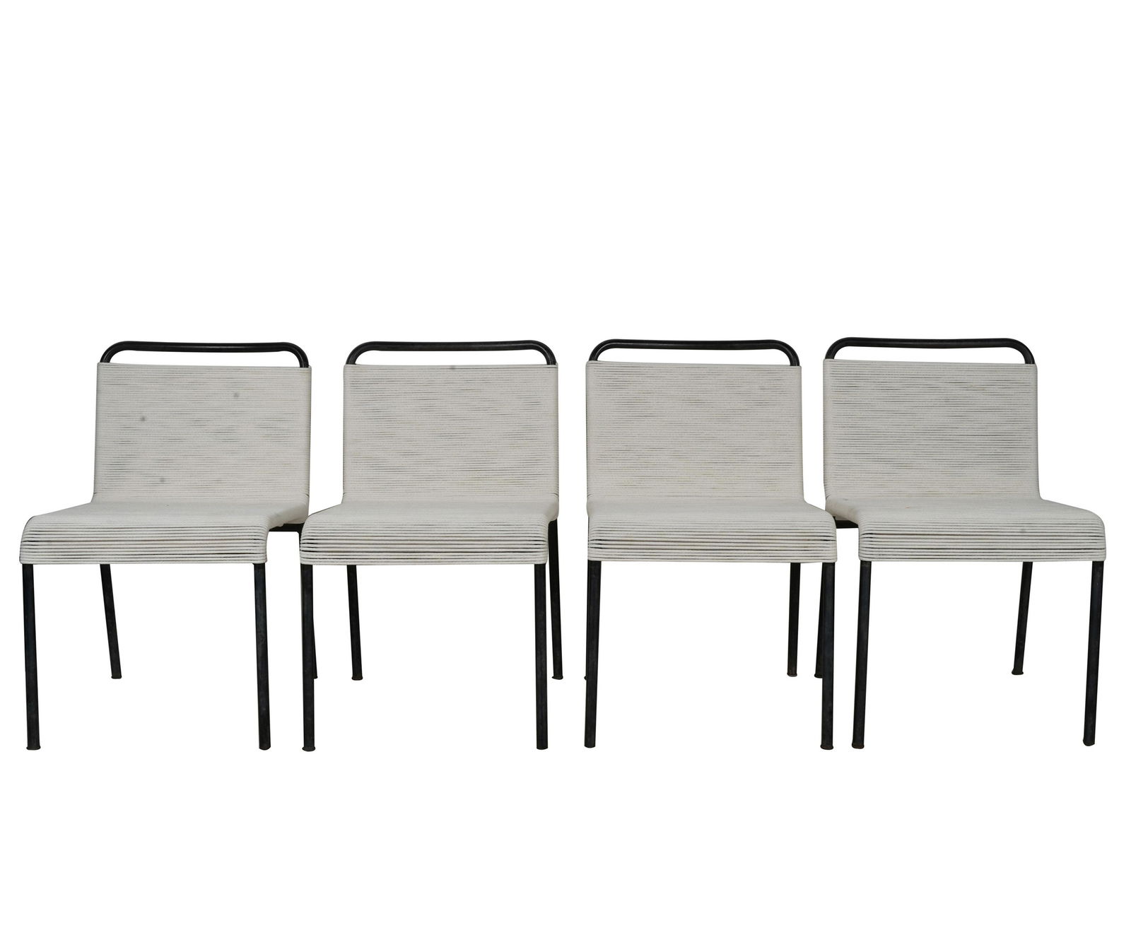 FOUR BLACK TUBULAR METAL PATIO CHAIRS (1 of 9)